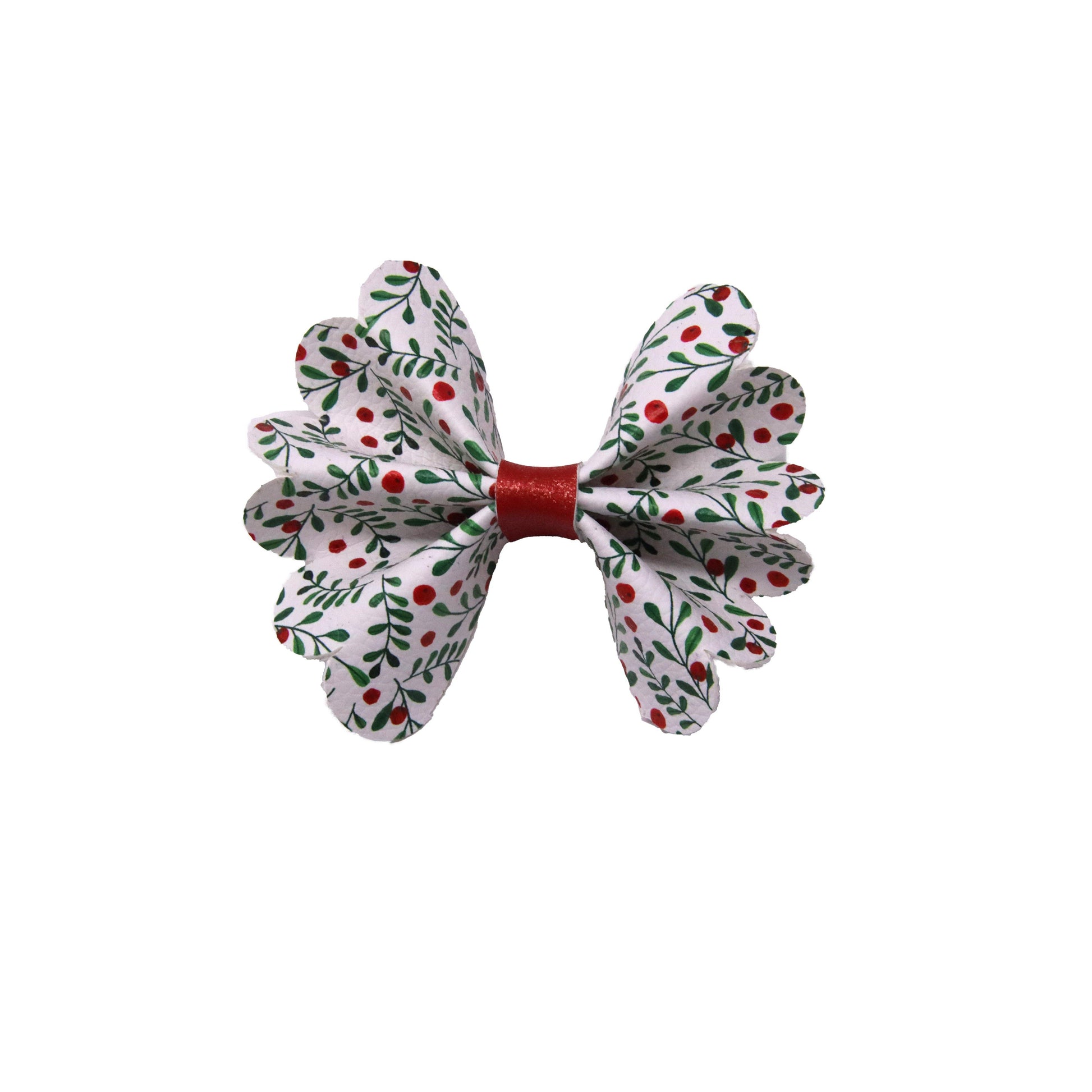 Holly Scalloped Pinch Bow 4"