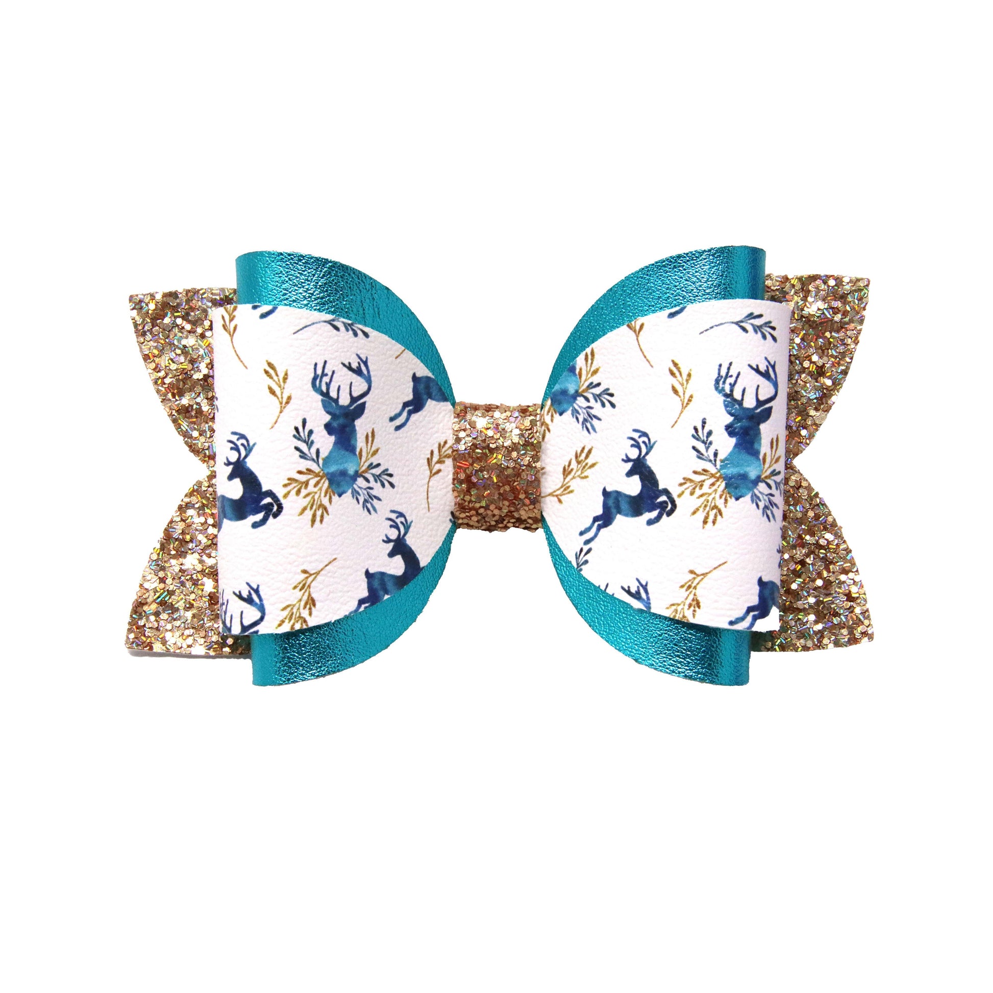 Turquoise Stag Dressed-up Diva Bow 5"