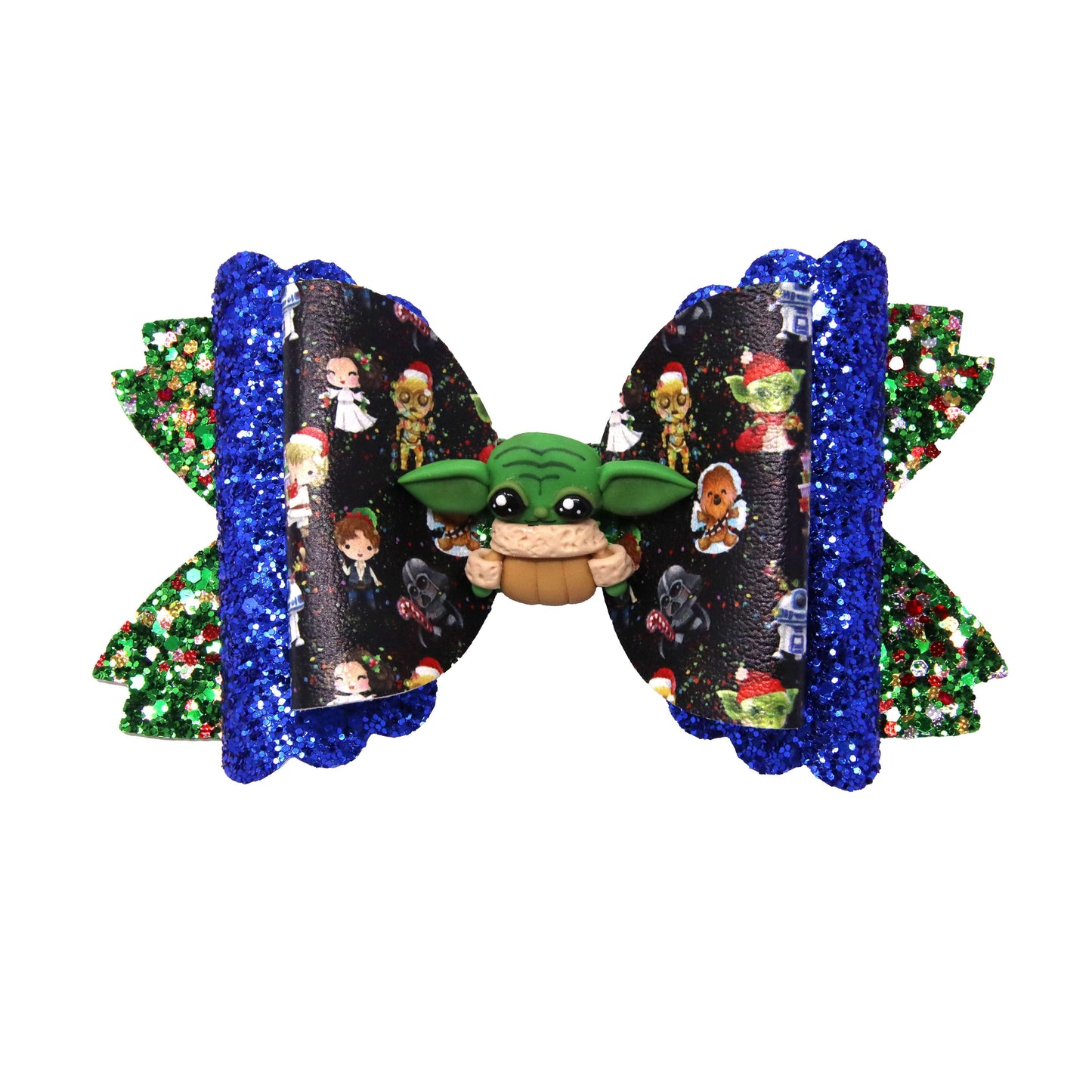 War of Stars Double Scalloped Daisy Bow 6" with Green Master Clay
