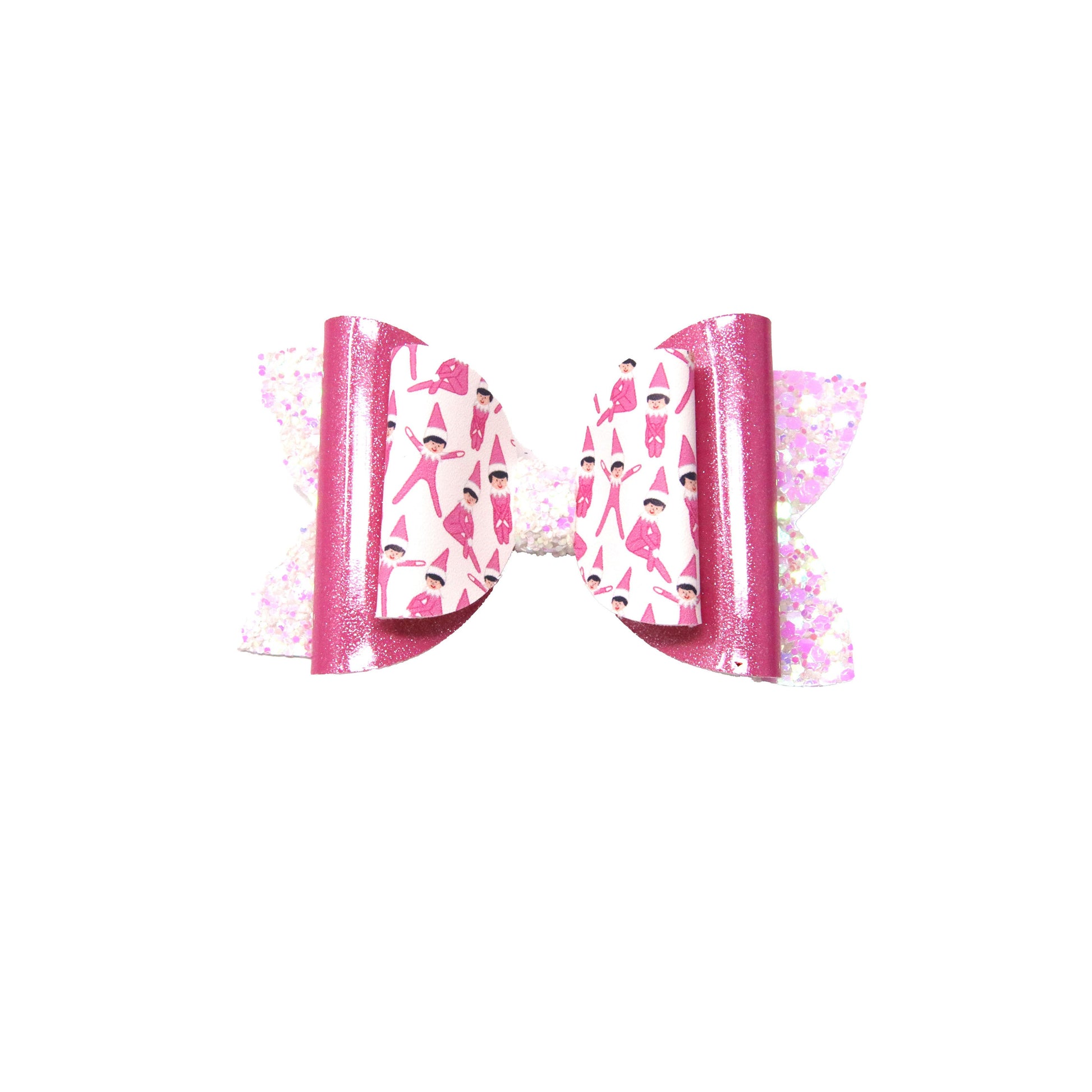 4 inch Pink Elves Double Diva Bow