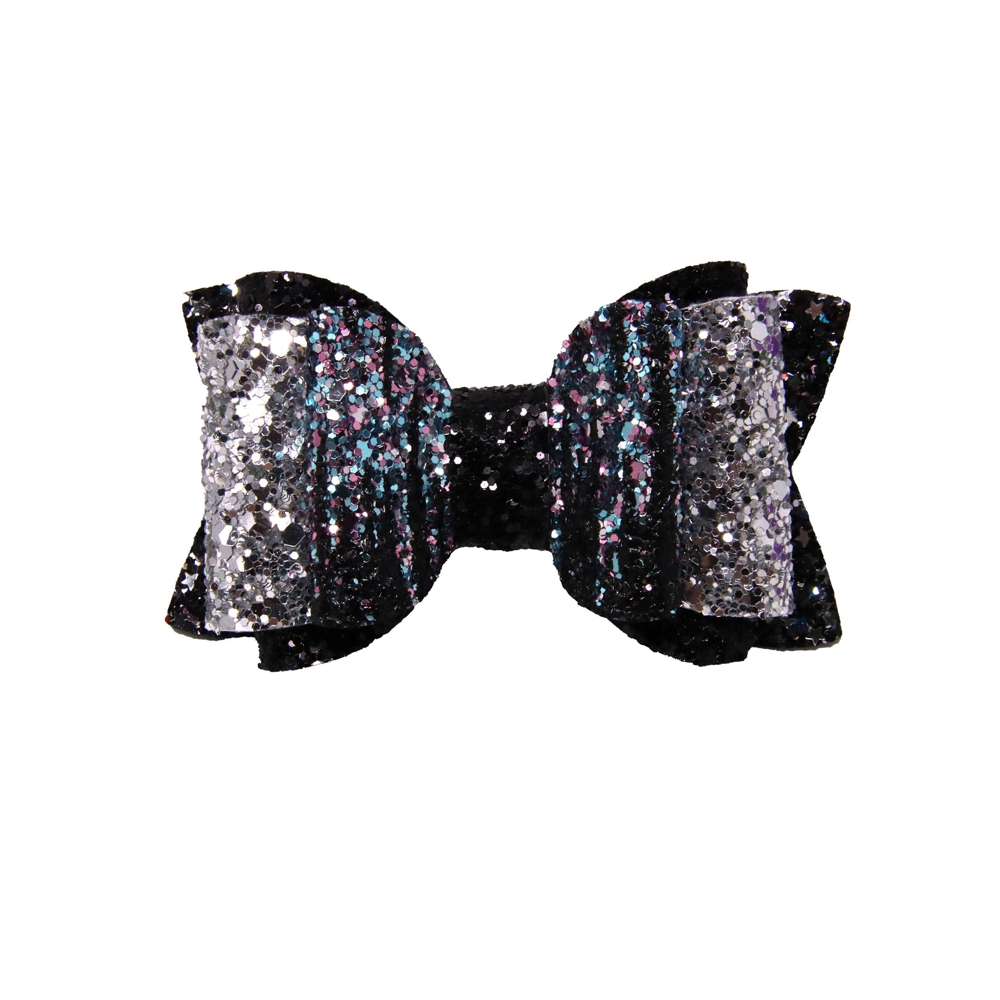 Black & Silver Double Dressed-up Chloe Bow 4.5"