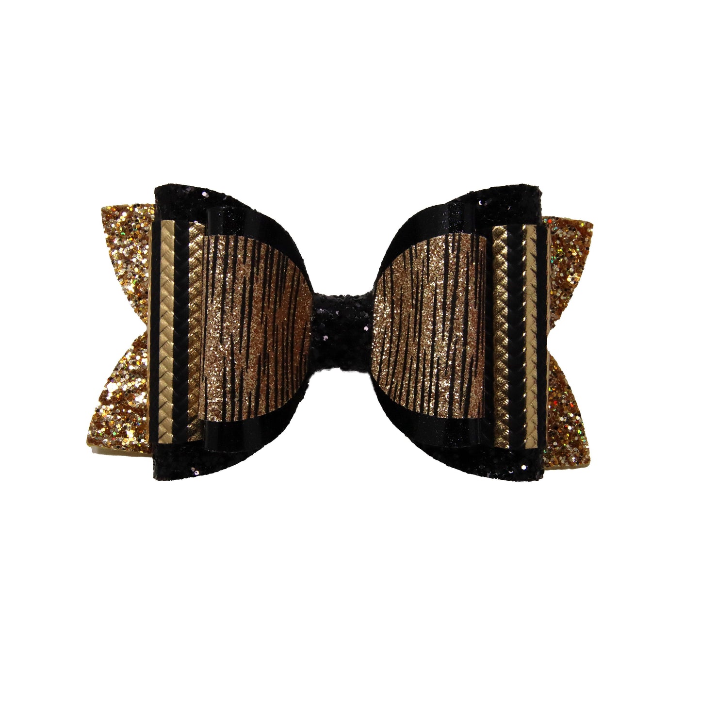 Gold & Black Tiger Stripe Dressed-up Double Diva Bow 5"