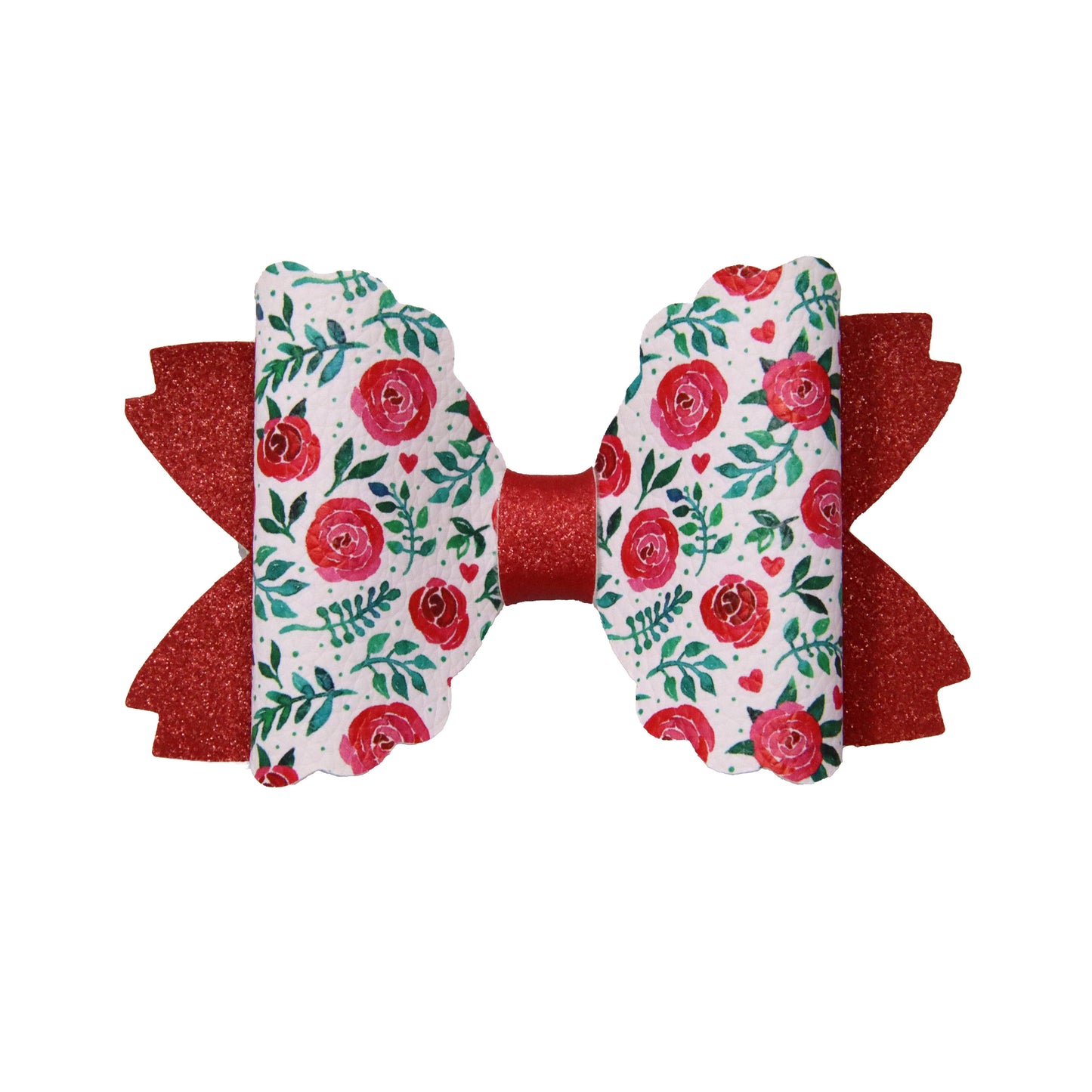 V-Day Floral Scalloped Daisy Bow 4"