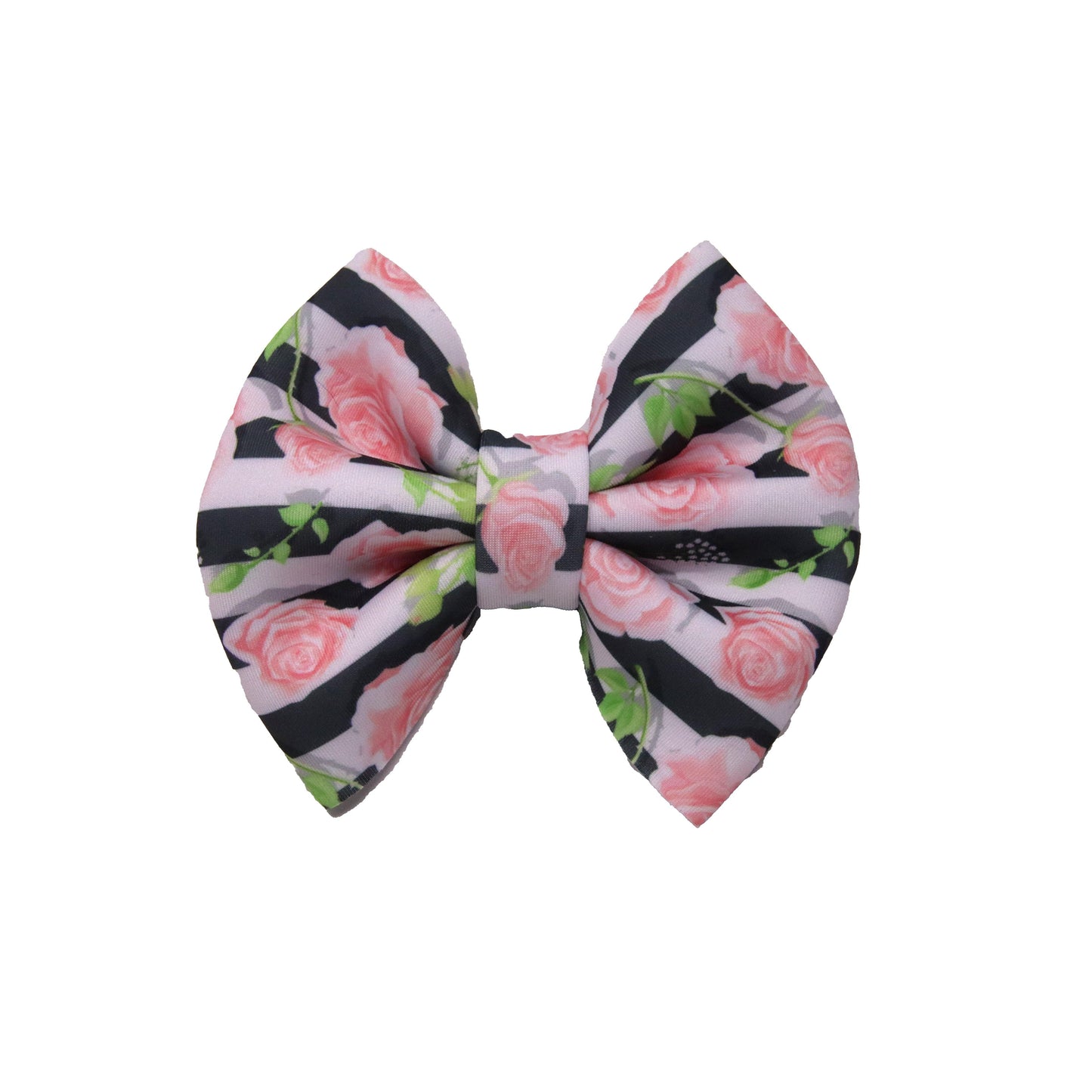 Pink Rose Stripe Puffy Bow 5"