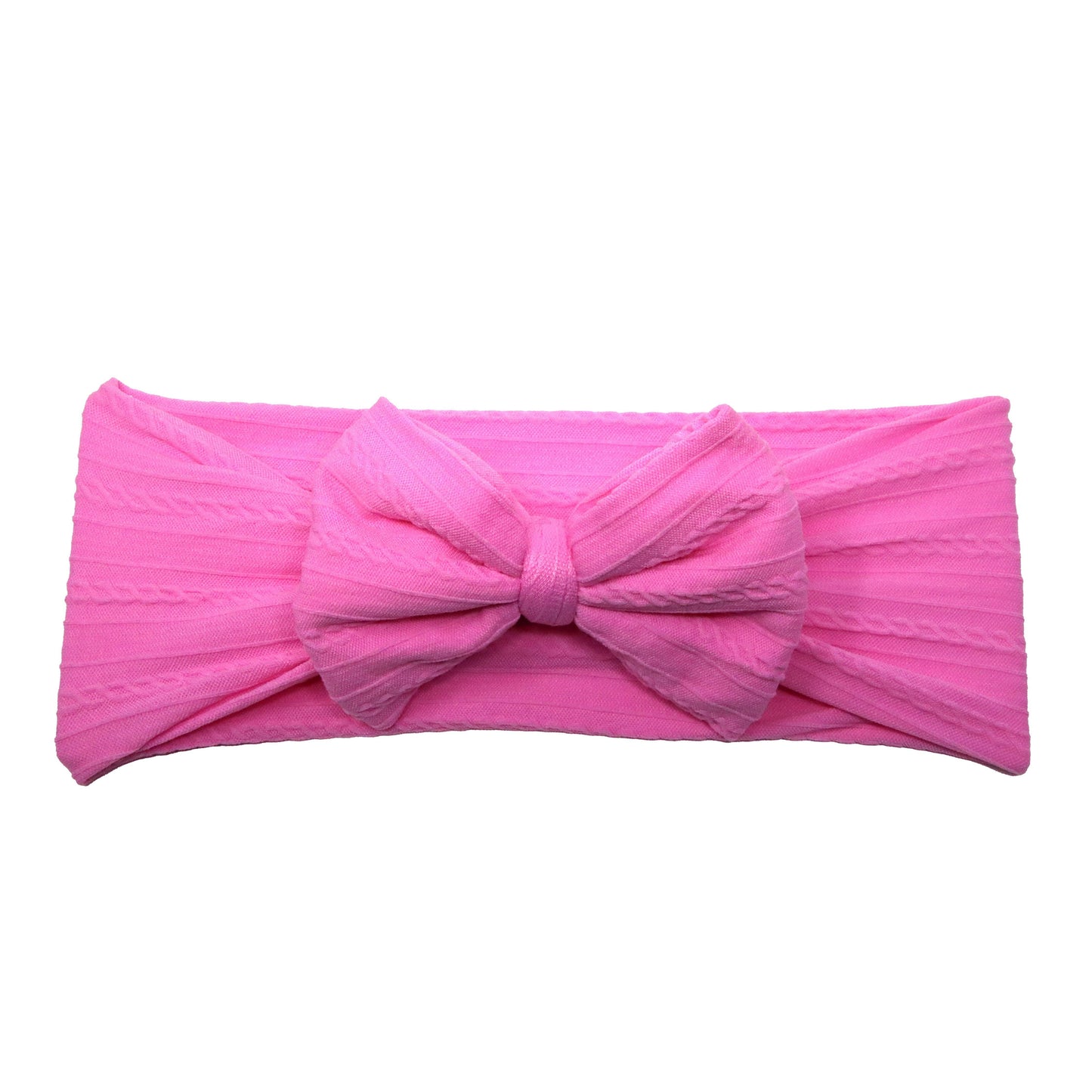 Pink Braid Knit Bow Headwrap 4"