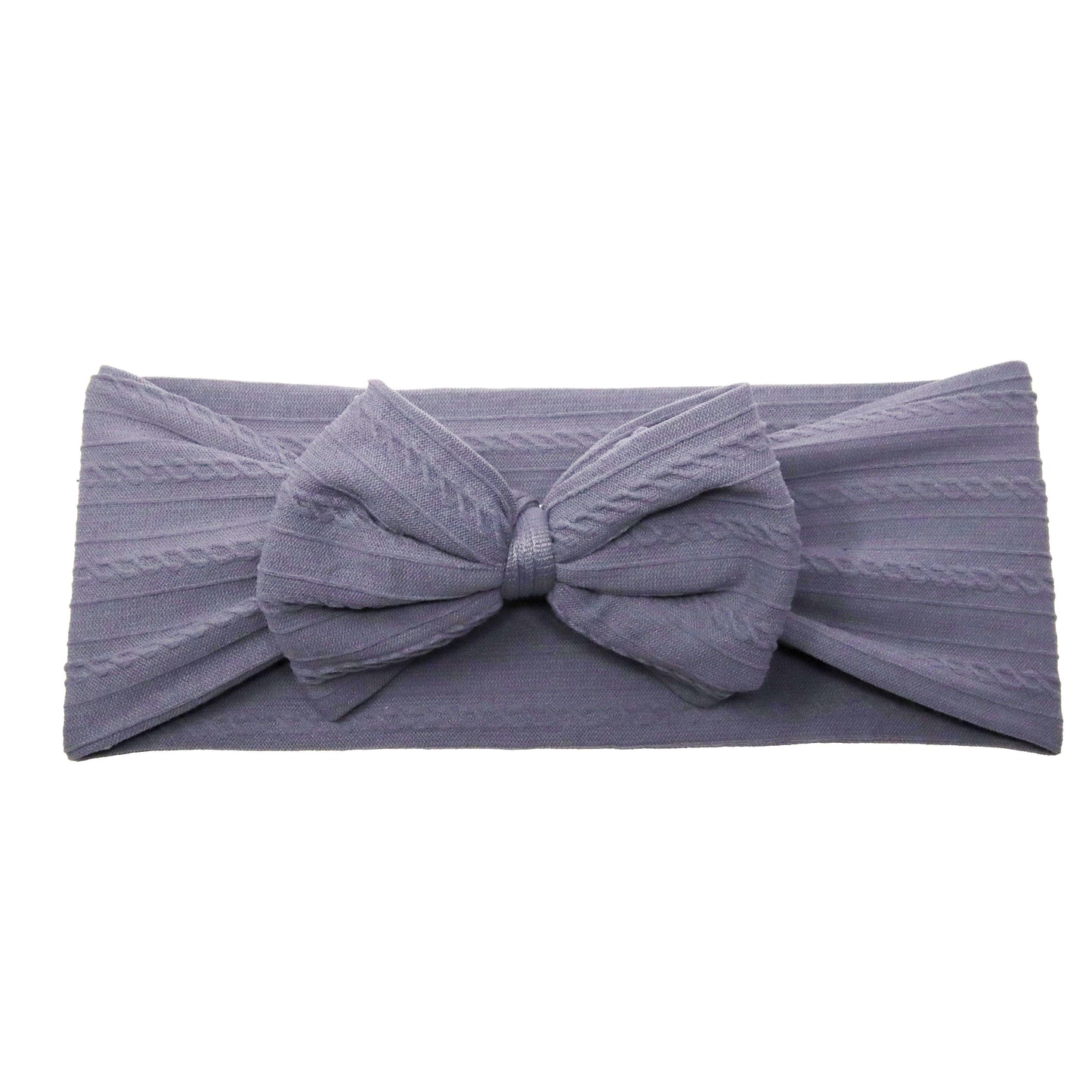 Grey Braid Knit Bow Headwrap 4"