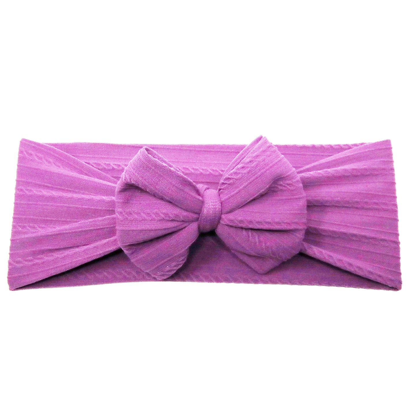 Purple Braid Knit Bow Headwrap 4"