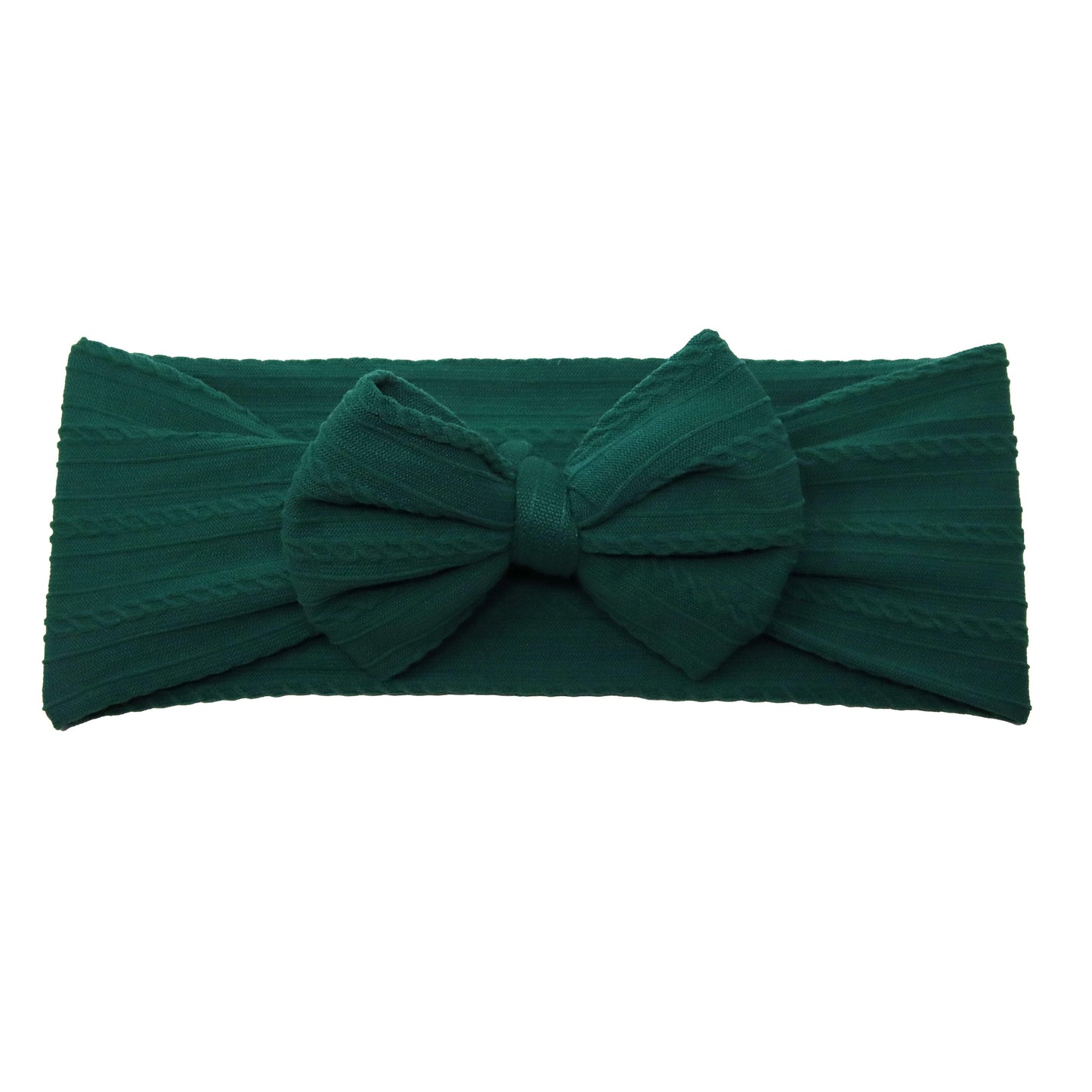 Emerald Green Braid Knit Bow Headwrap 4"