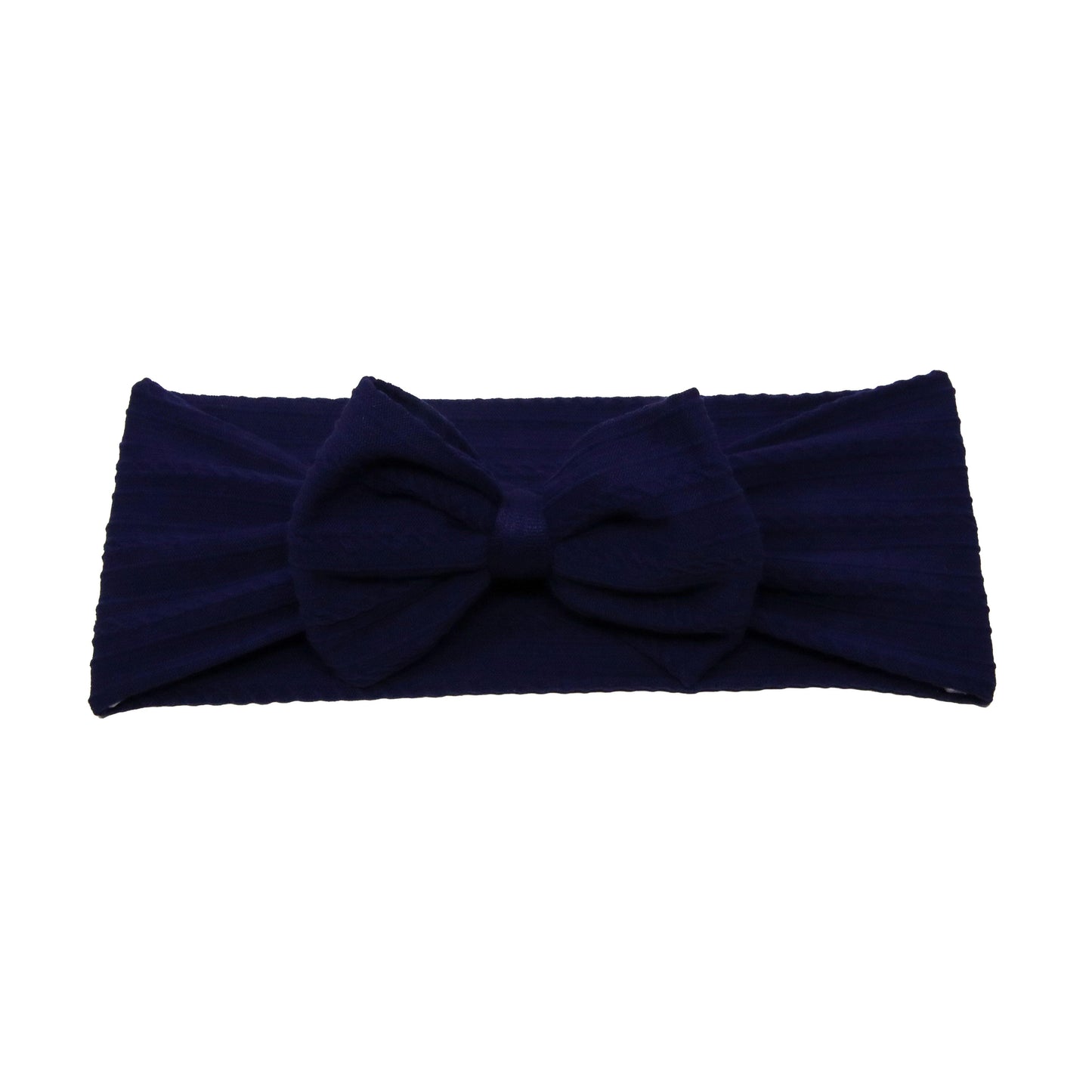 Navy Braid Knit Bow Headwrap 4"