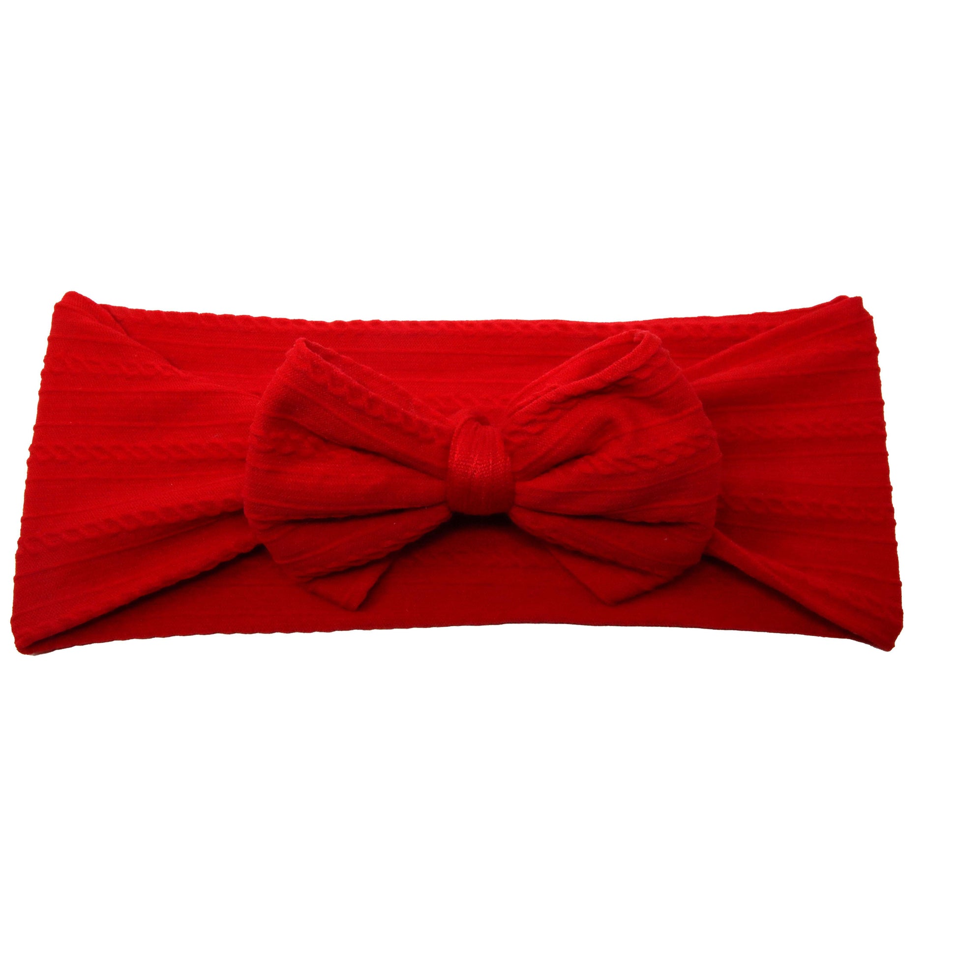 Red Braid Knit Bow Headwrap 4"