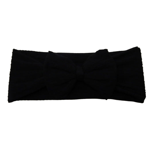 Black Braid Knit Bow Headwrap 4"