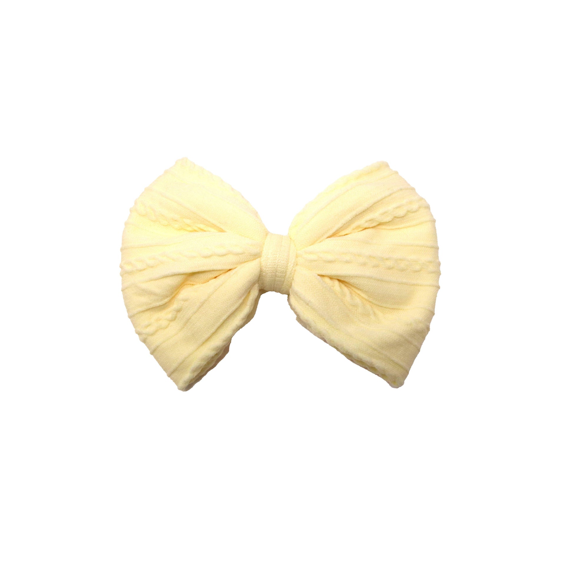 Pale Yellow Braid Knit Bow 4"