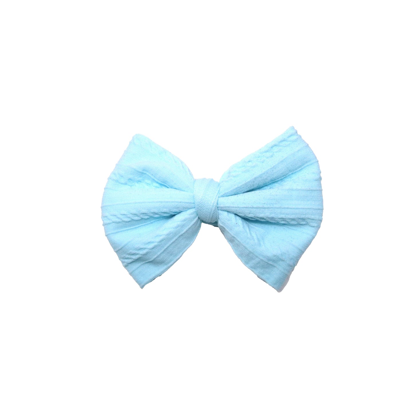 Baby Blue Braid Knit Bow 4"