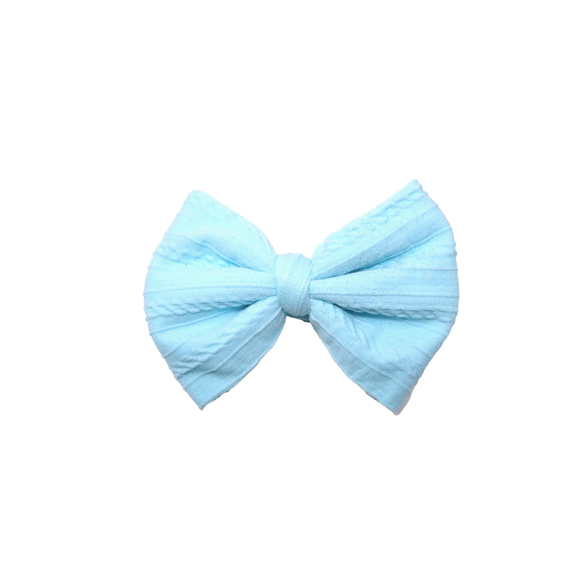 Baby Blue Braid Knit Bow 3" (pair)