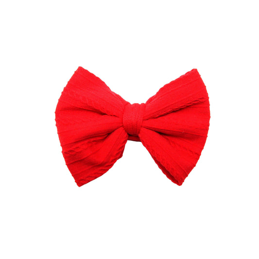 Red Braid Knit Bow 3" (pair)