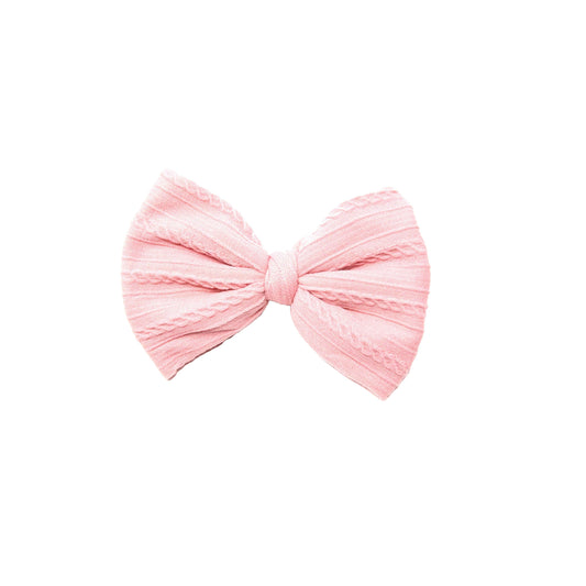 Light Pink Braid Knit Bow 3" (pair)