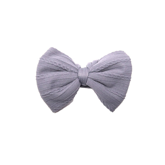 Grey Braid Knit Bow 3" (pair)