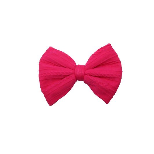 Hot Pink Braid Knit Bow 4"