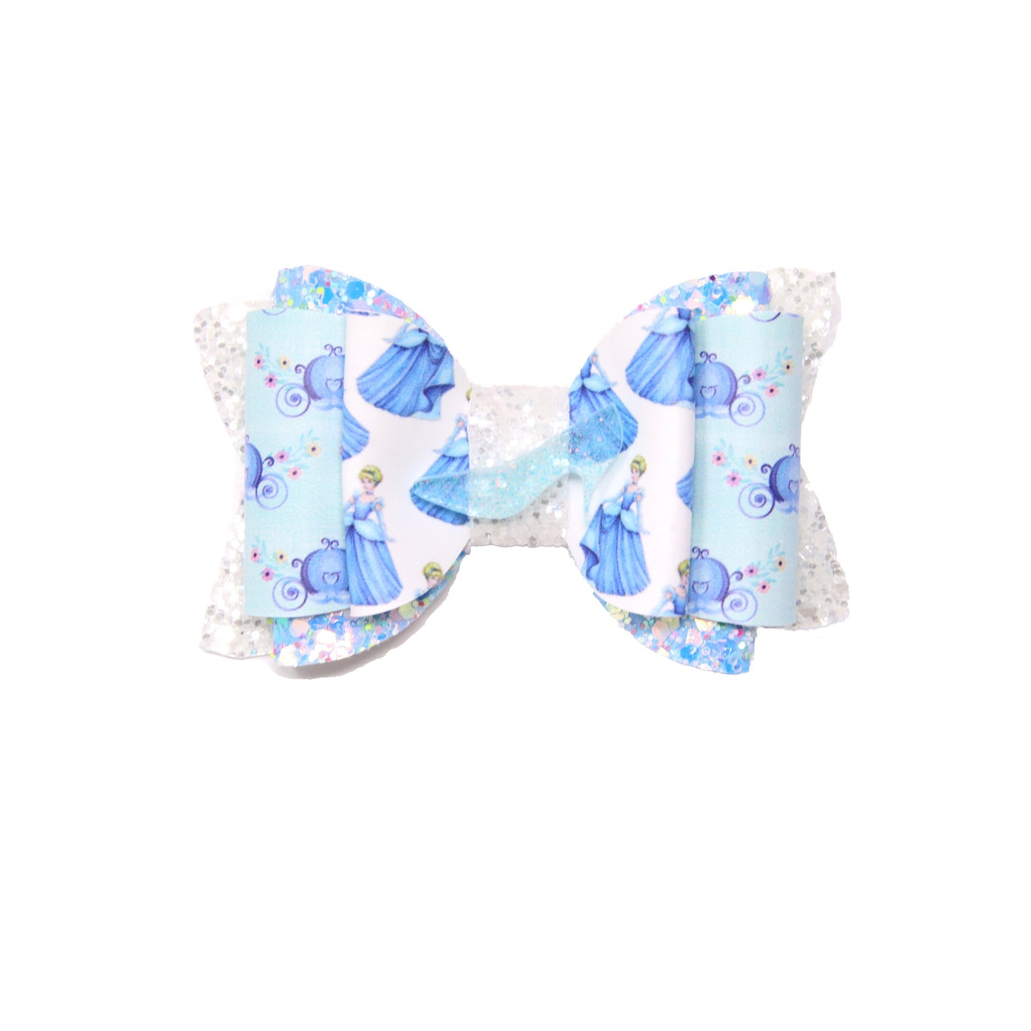 Glass Slipper Princess Double Dressed-up Chloe Bow 3.5" with Glass Slipper Clay