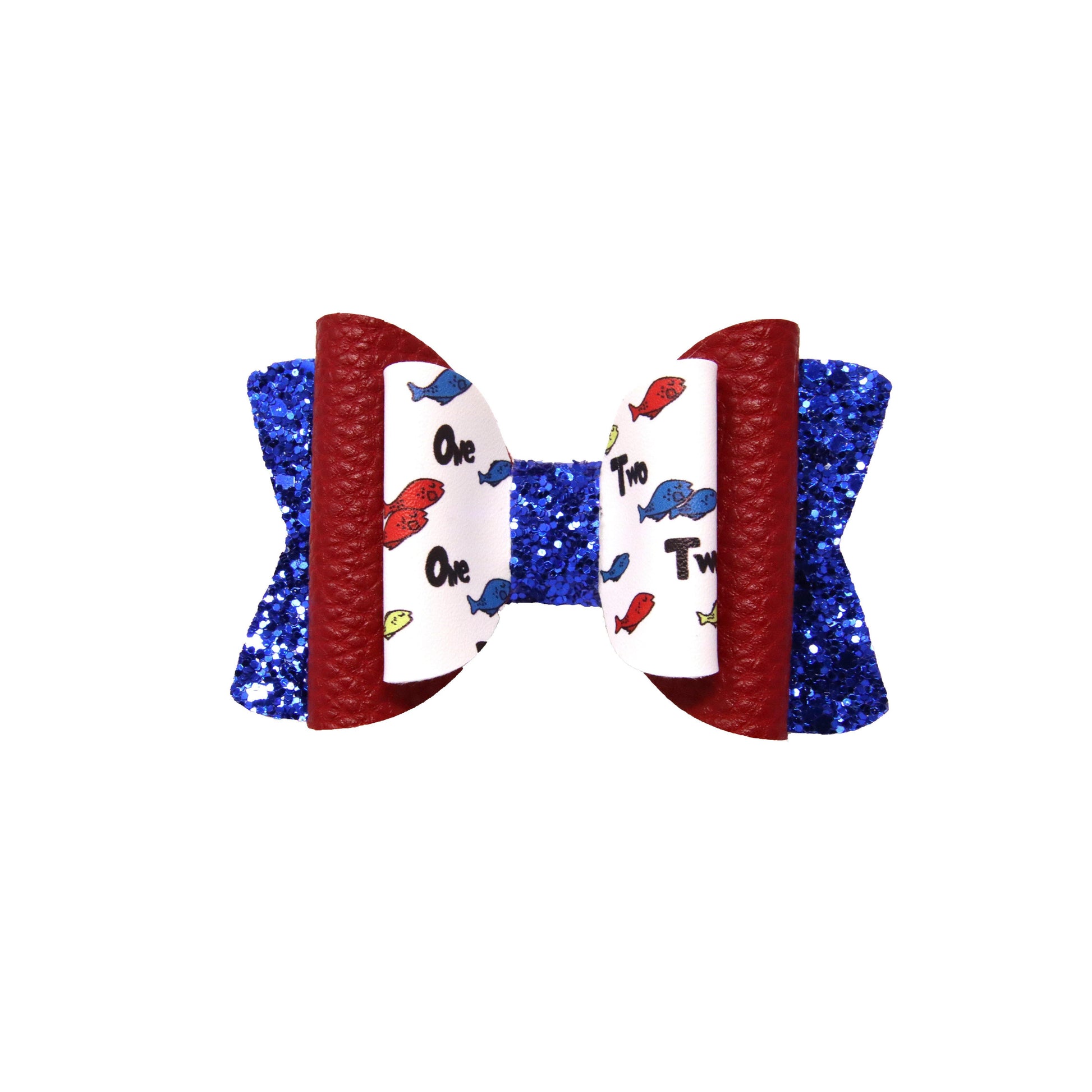 Red & Blue Fish Double Chloe Bow 3.5"