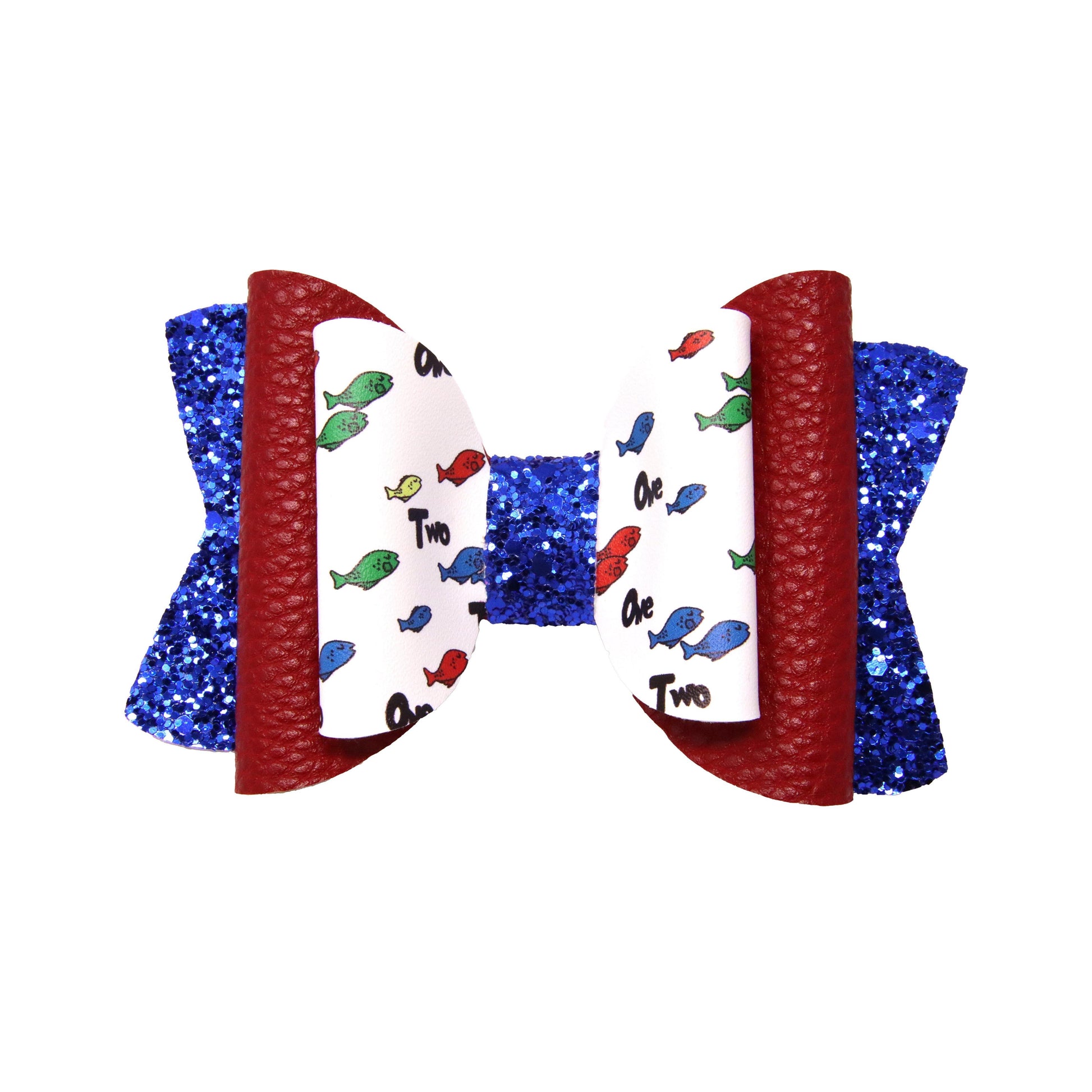 Red & Blue Fish Double Chloe Bow 4.5"