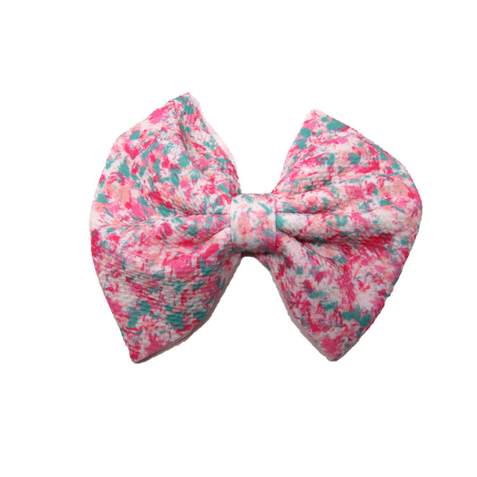 Valentine Splatter Fabric Bow 7"