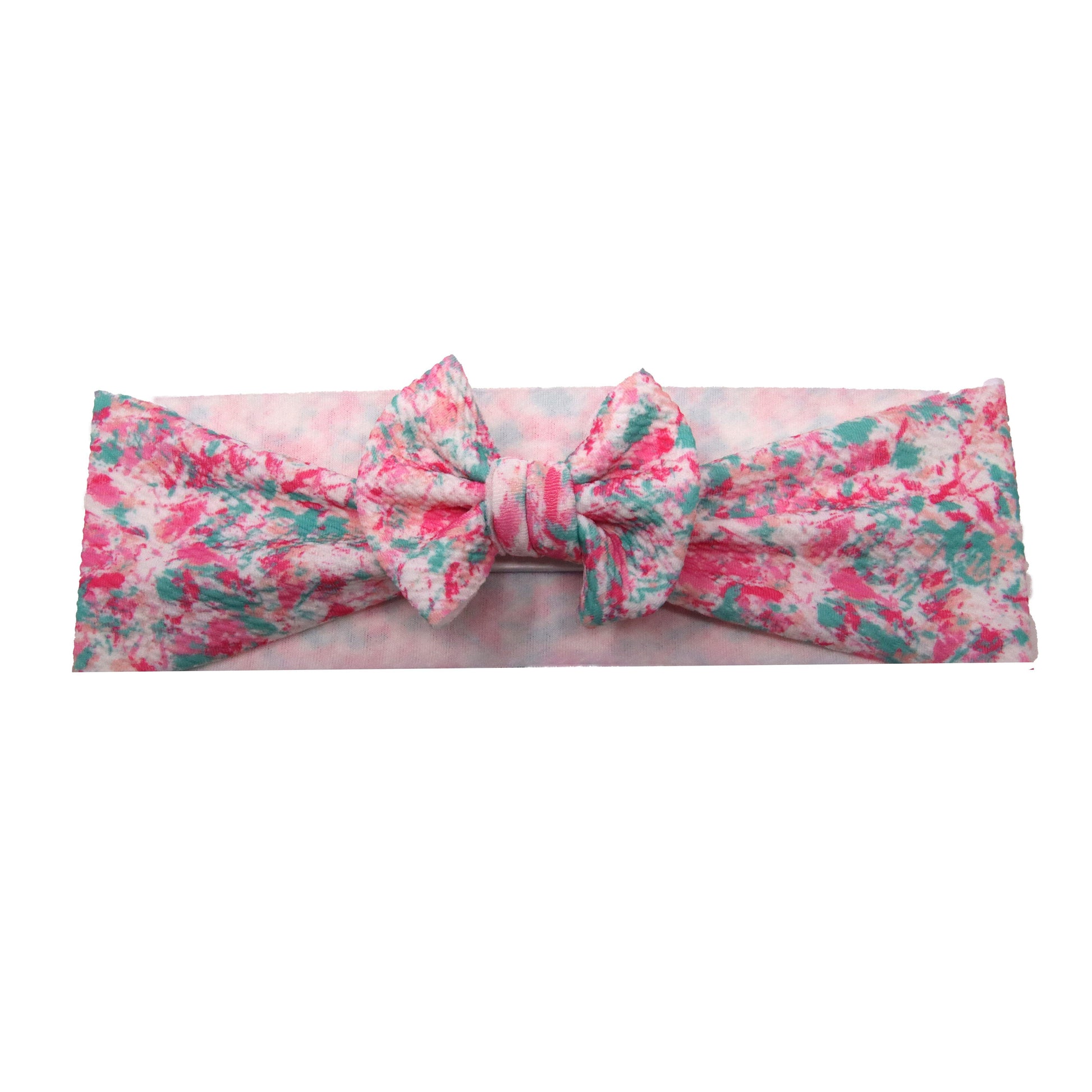 Valentine Splatter Fabric Bow Headwrap 3"