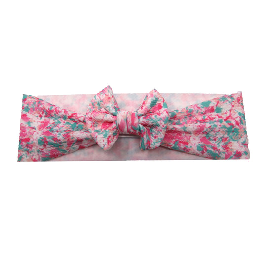 Valentine Splatter Fabric Bow Headwrap 3"