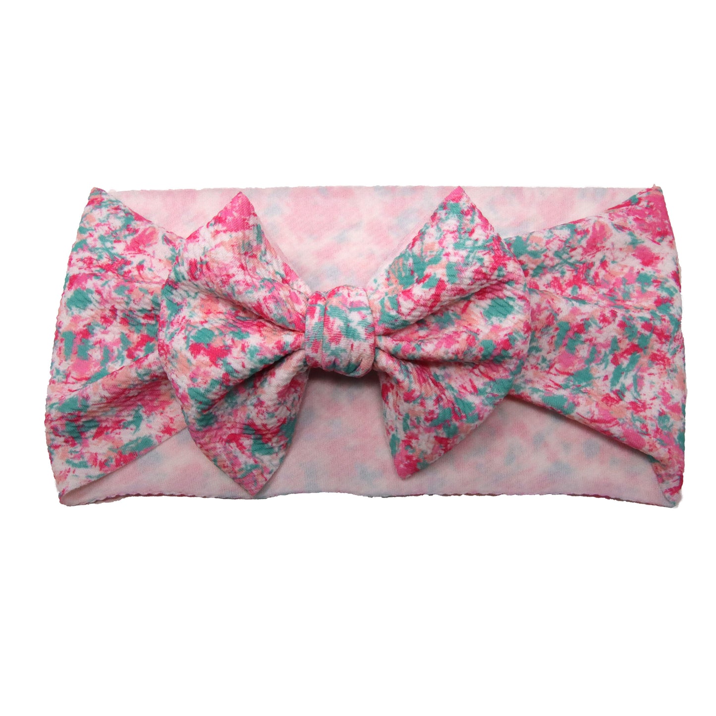 Valentine Splatter Fabric Bow Headwrap 5"