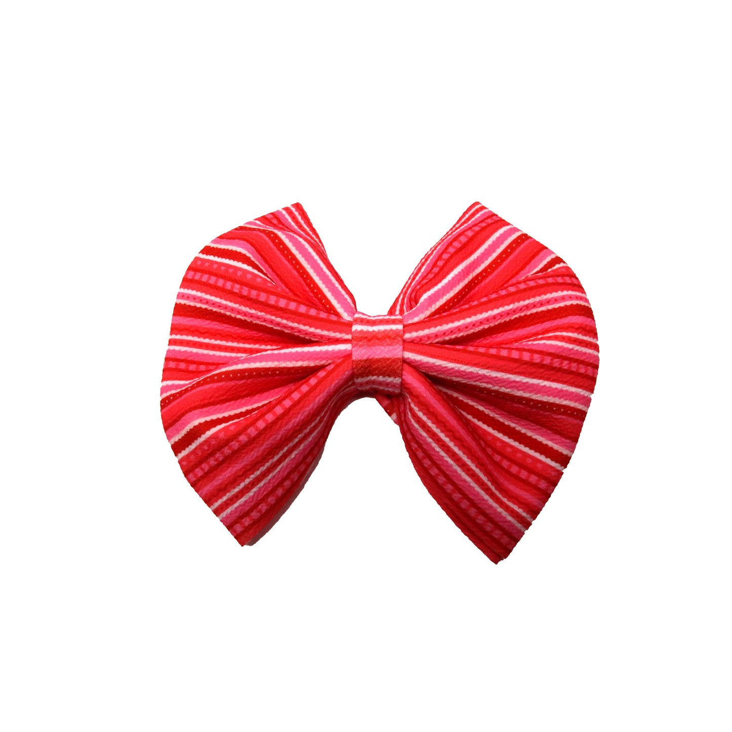 Valentine Stripe Fabric Bow 7"