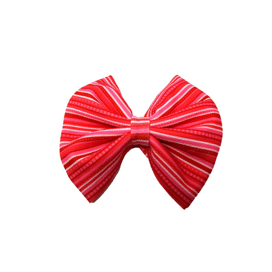 Valentine Stripe Fabric Bow 7"