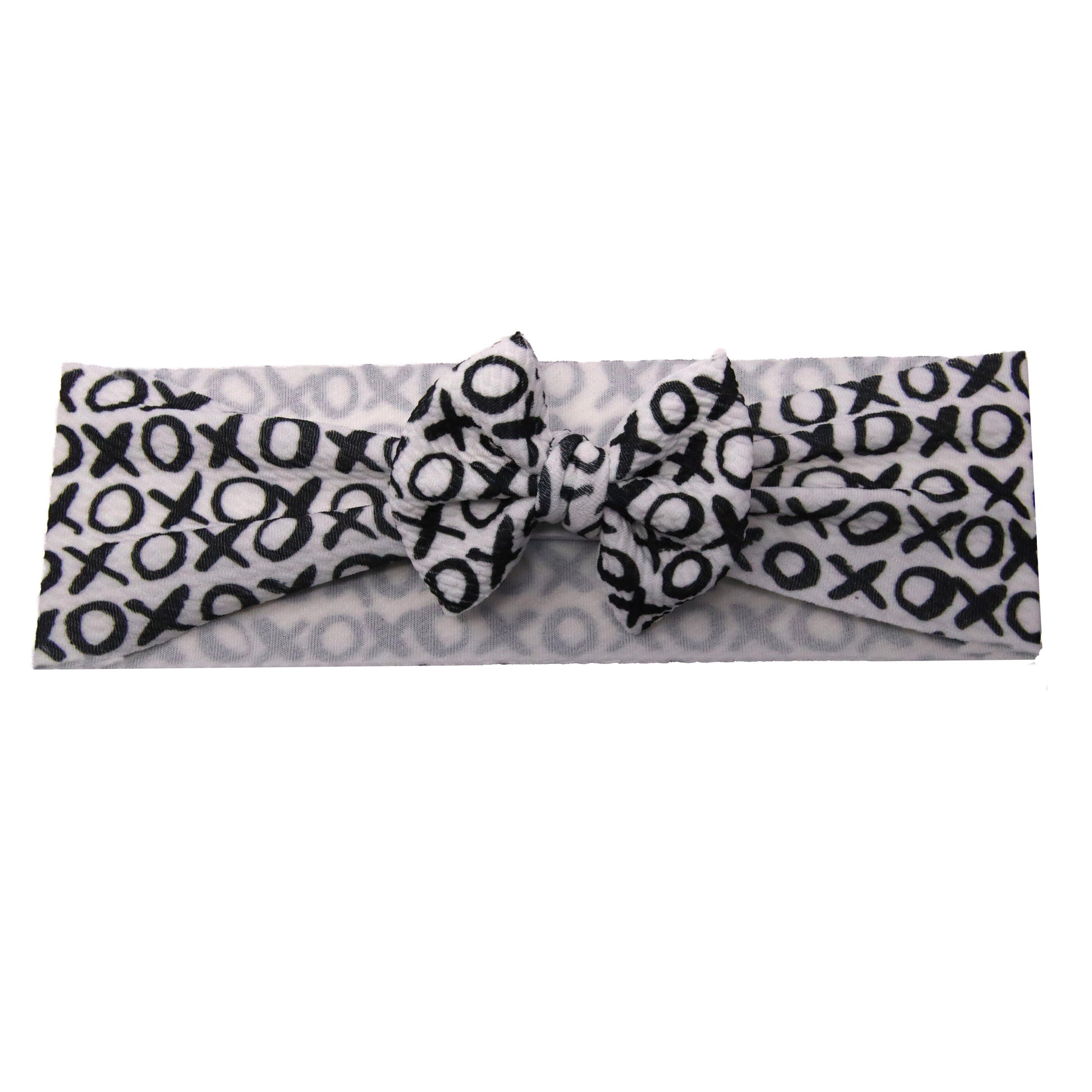 3 inch Black X's & O's Fabric Bow Headwrap