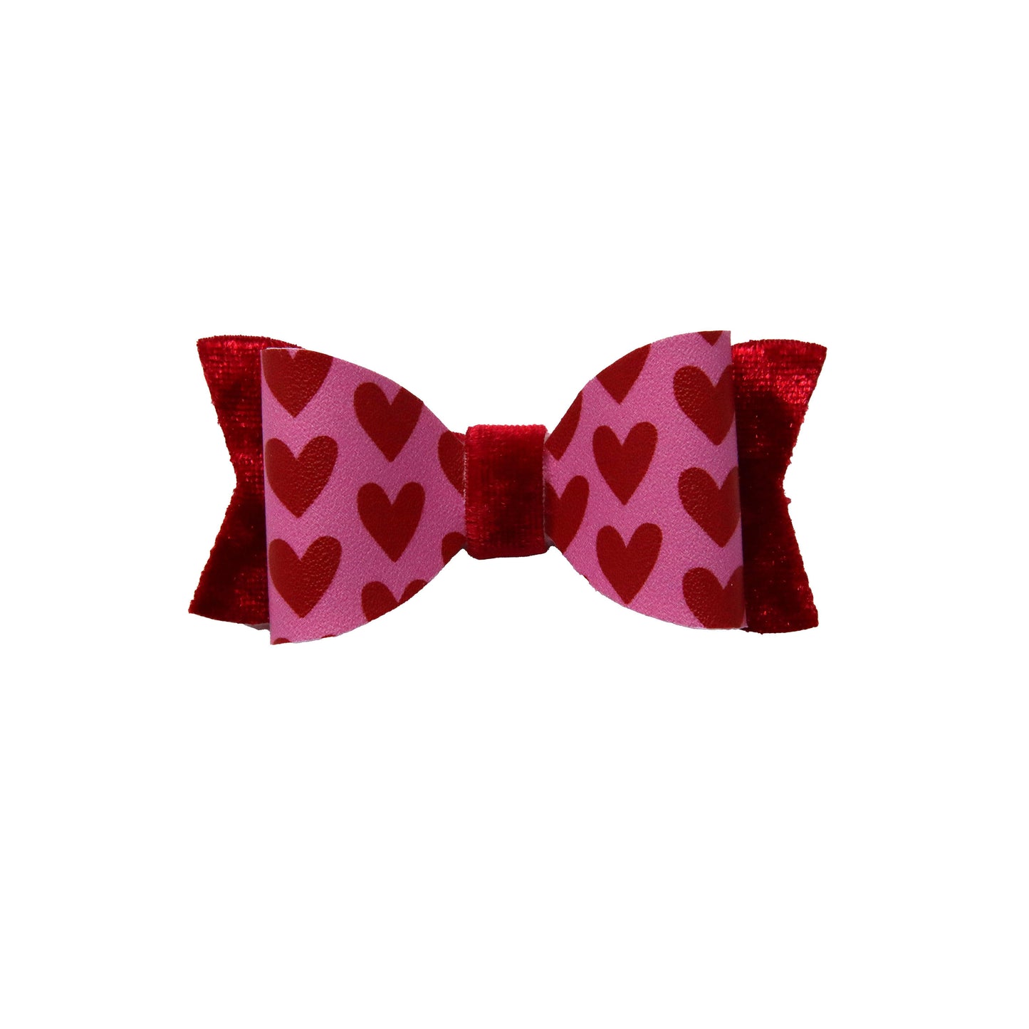 2.5" Red Hearts on Pink Claire Bow (pair)