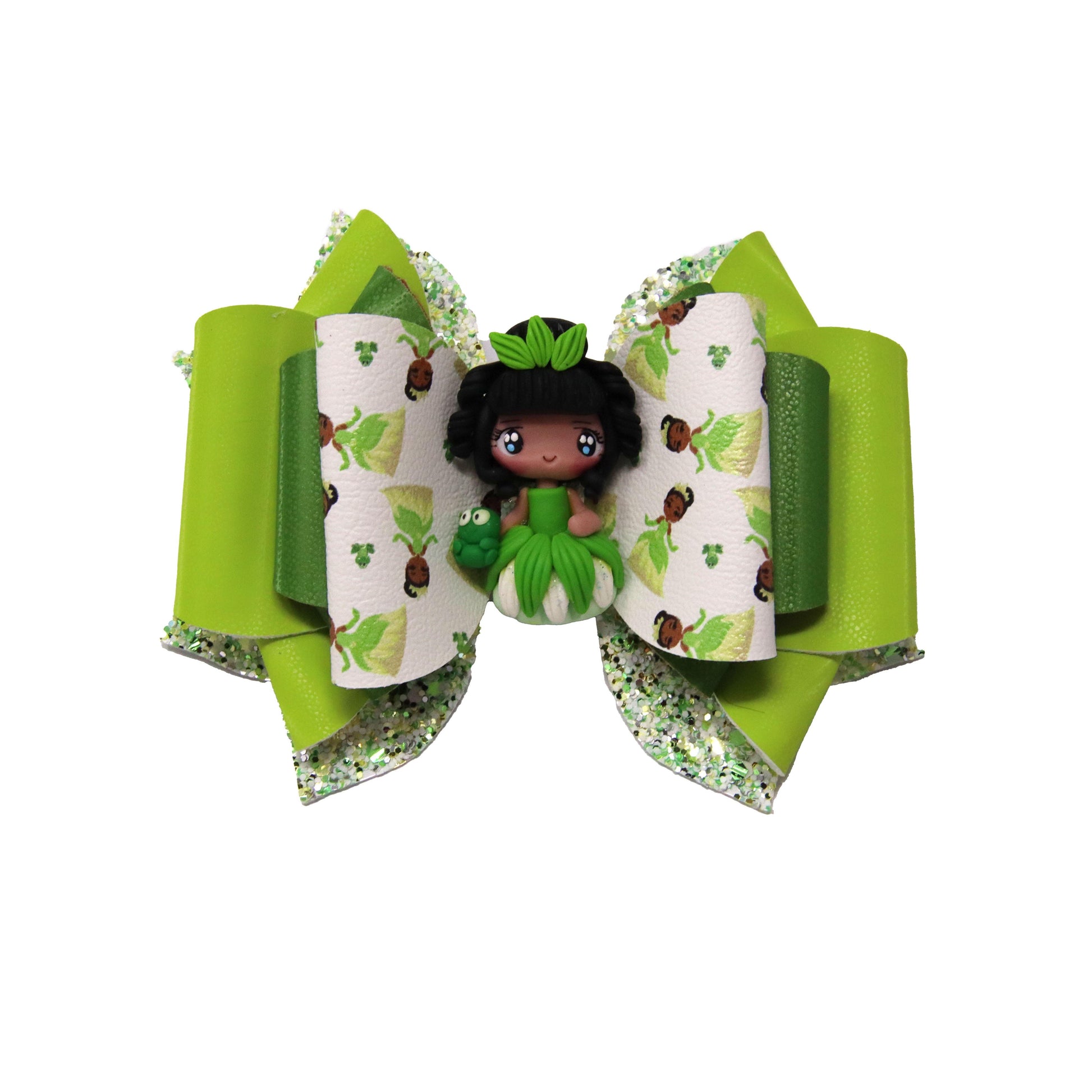 5 inch Frog Princess Double Franchi Elegant Bow with Frog Princess Clay