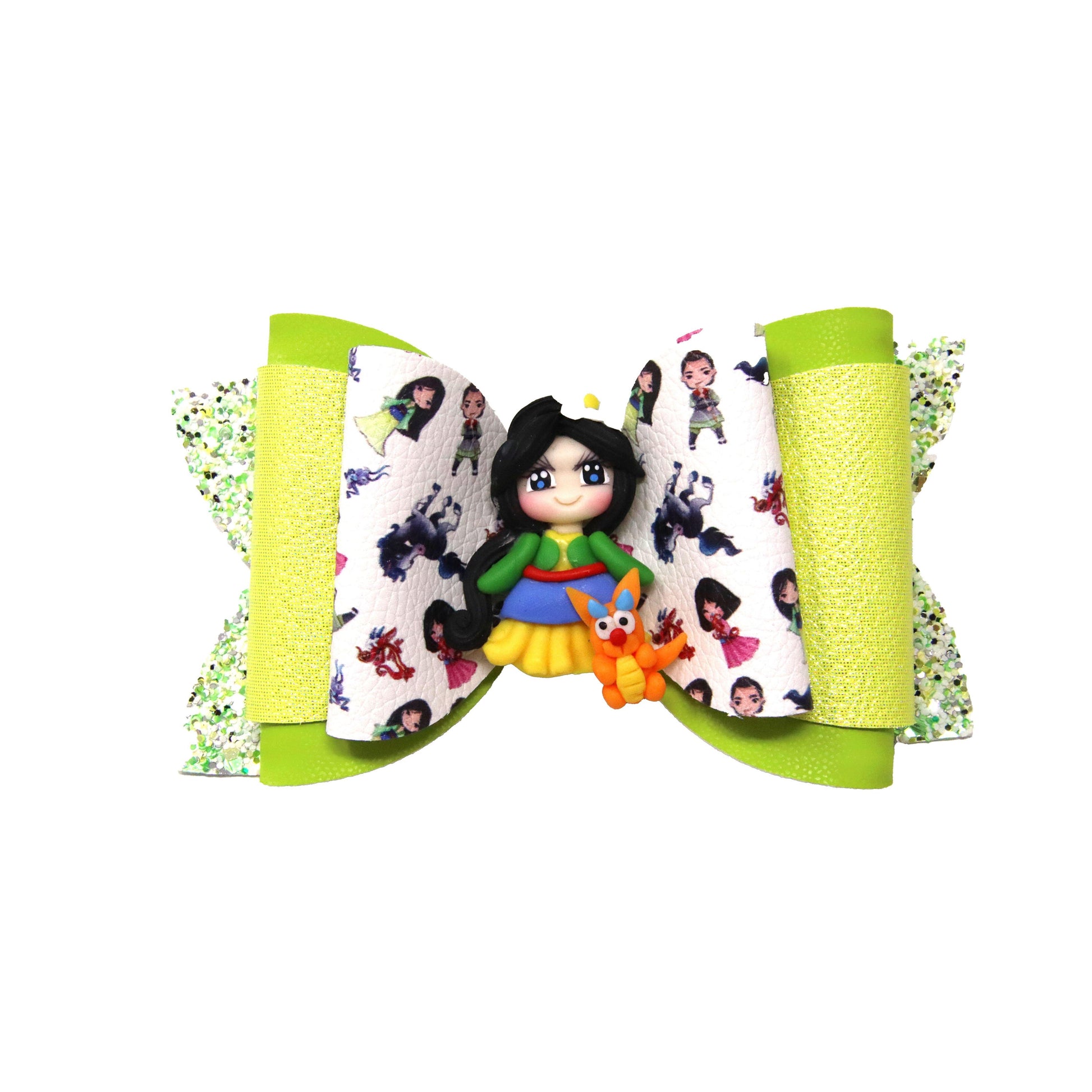5 inch Warrior Princess Double Dressed-up Diva Bow with Warrior Princess Clay