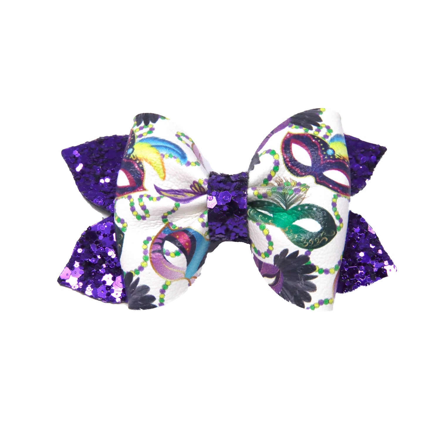 Mardi Gras Masks Pixie Pinch Bow 3"