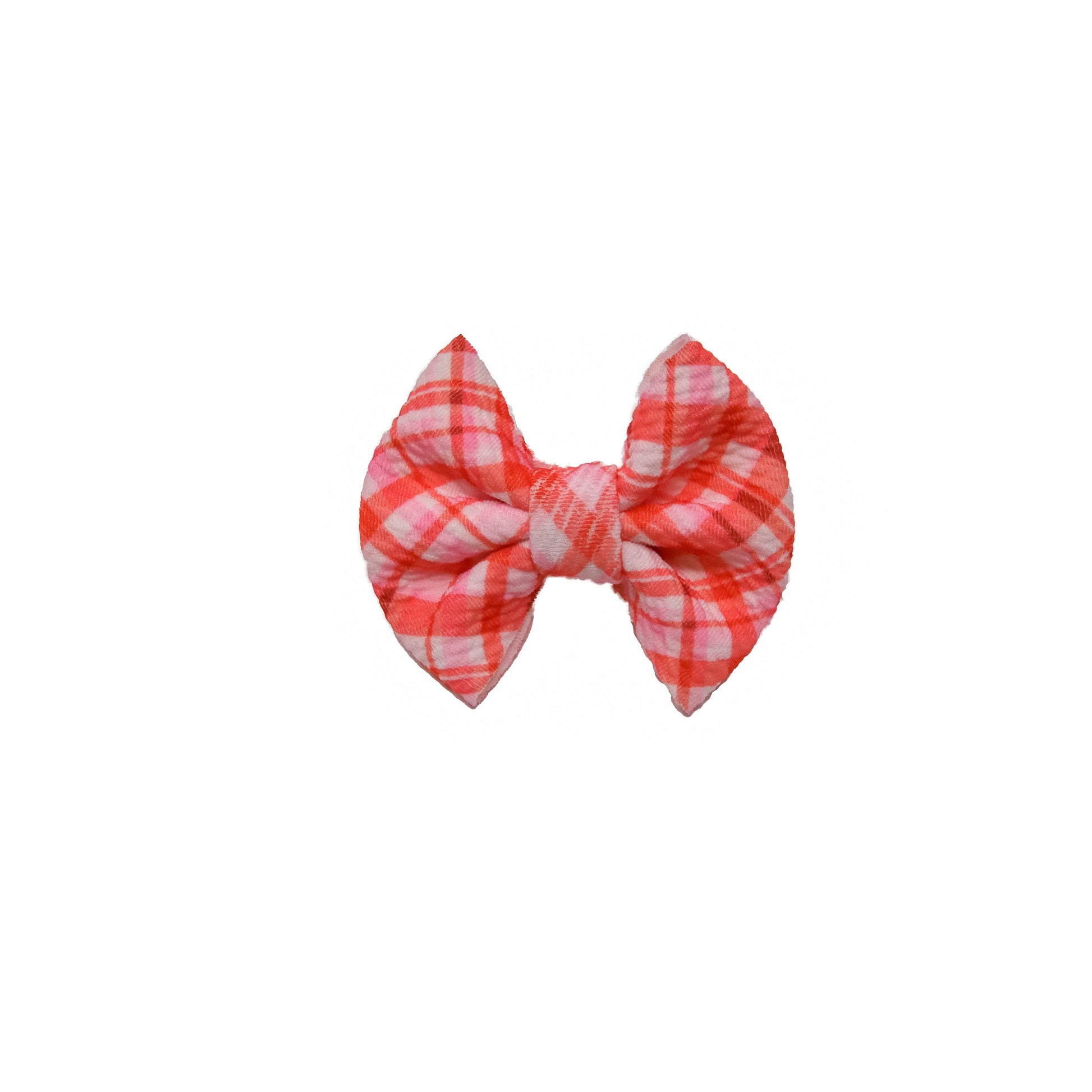 Valentines Plaid Fabric Bow 3"