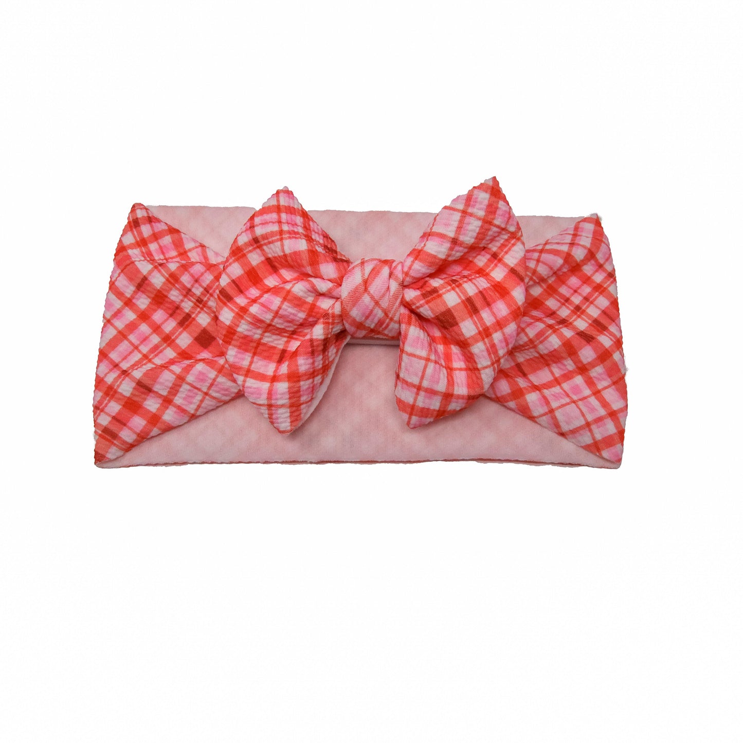 Valentines Plaid Fabric Bow Headwrap 5"