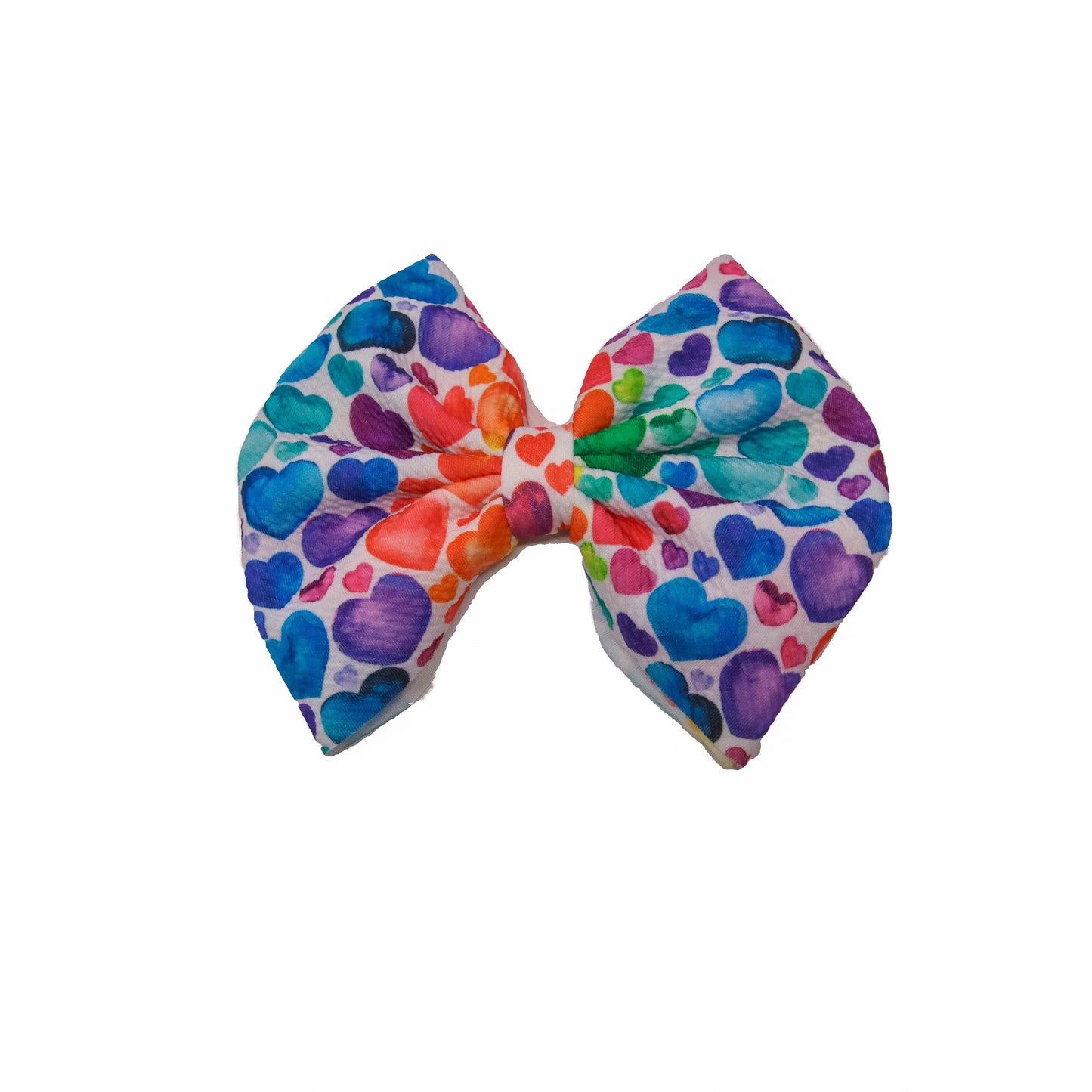 7 inch Multicolor Hearts Fabric Bow