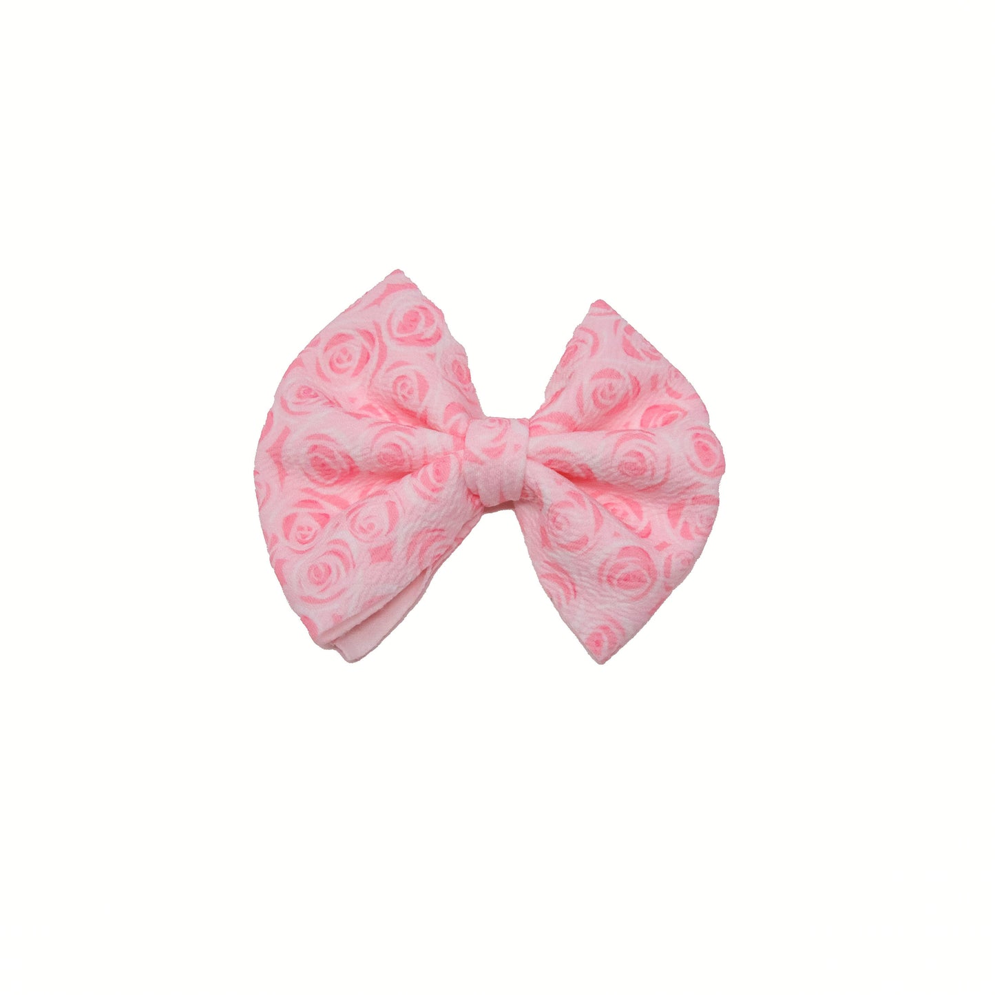 Pink Roses Fabric Bow 5"