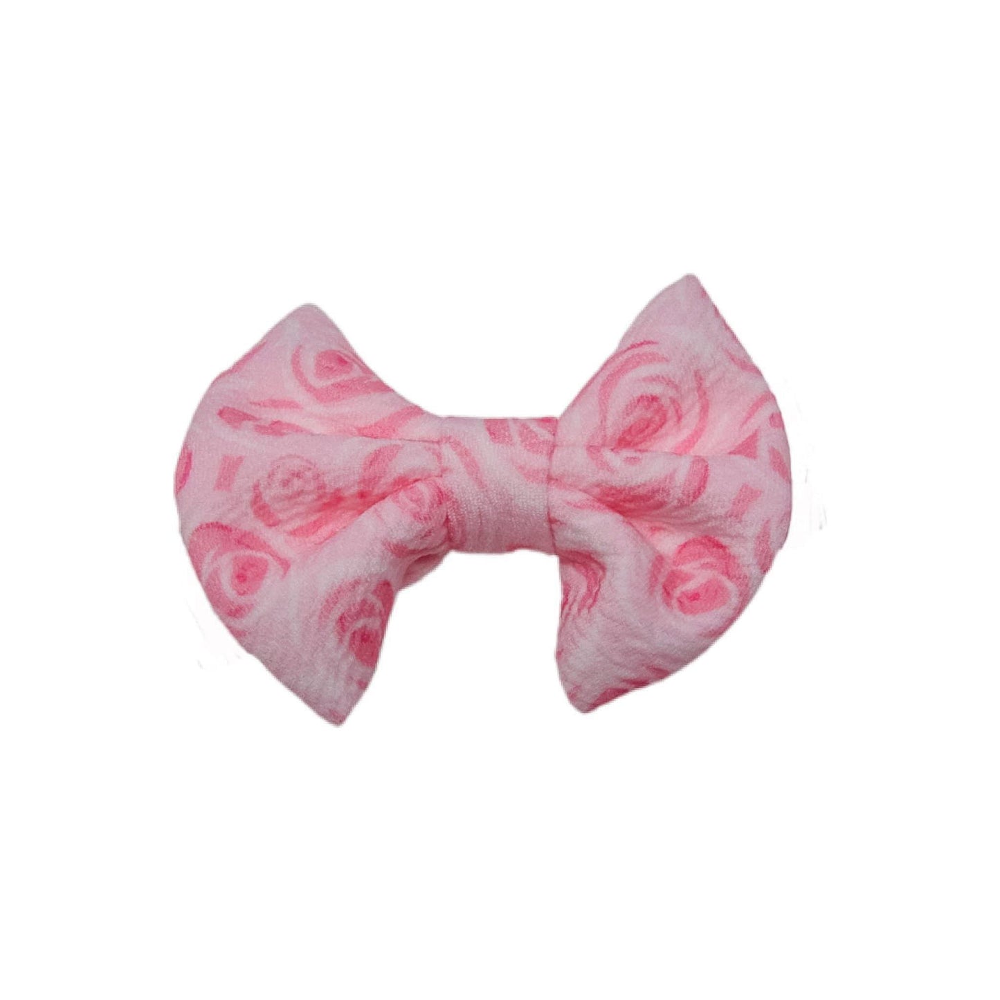 Pink Roses Fabric Bow 3"