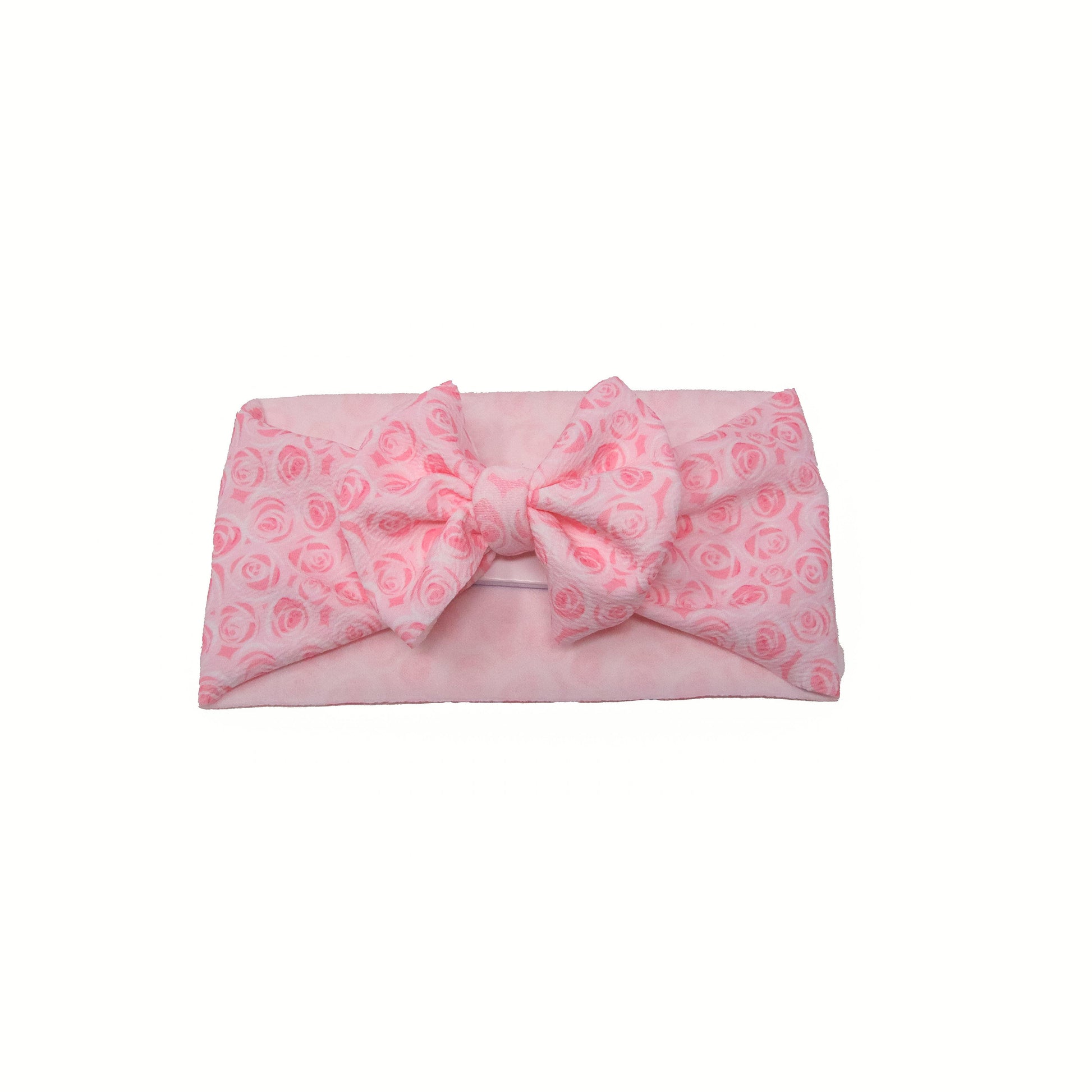 Pink Roses Fabric Bow Headwrap 5"