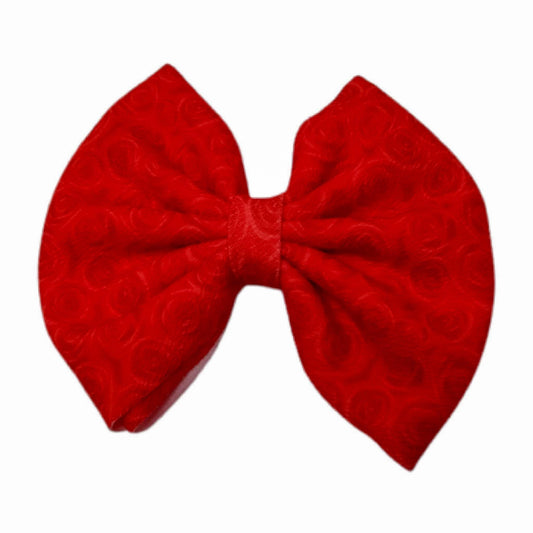 Red Roses Fabric Bow 7"