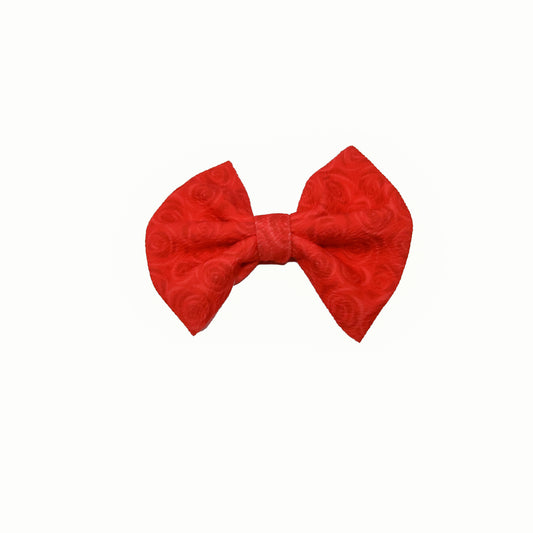 Red Roses Fabric Bow 5"