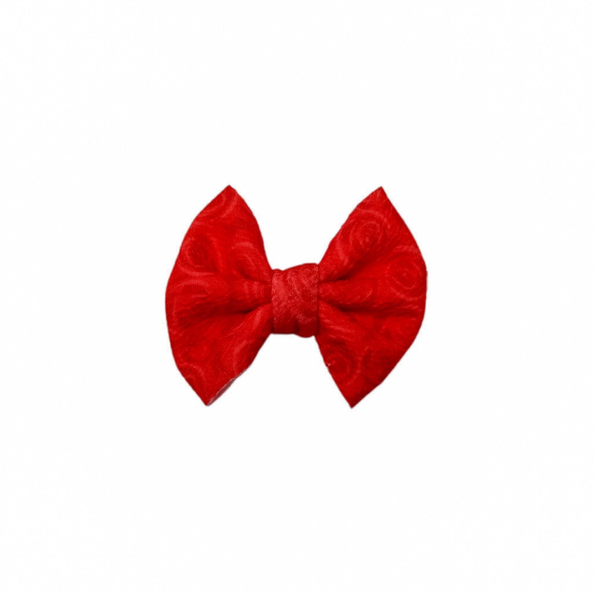 Red Roses Fabric Bow 3"