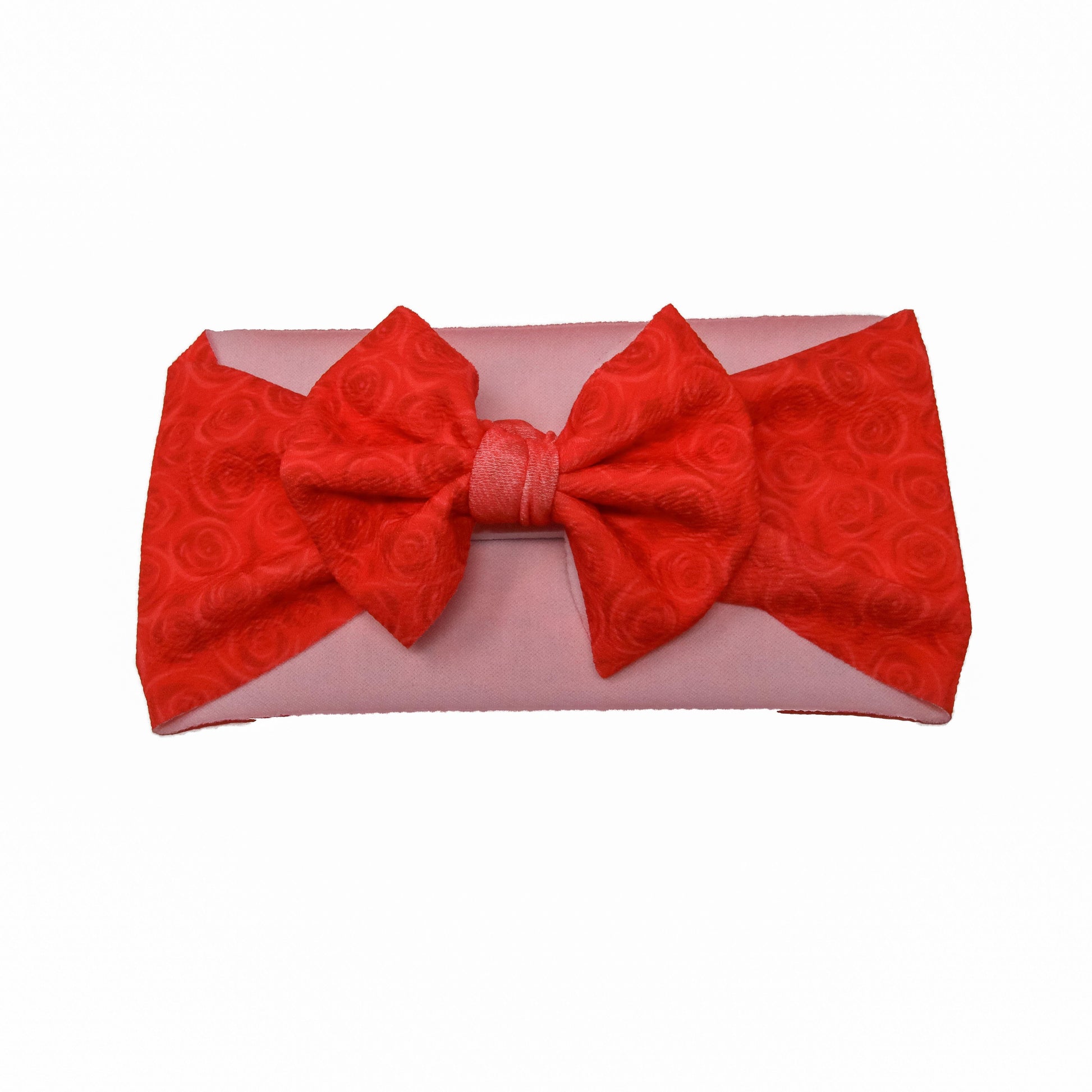 Red Roses Fabric Bow Headwrap 5"