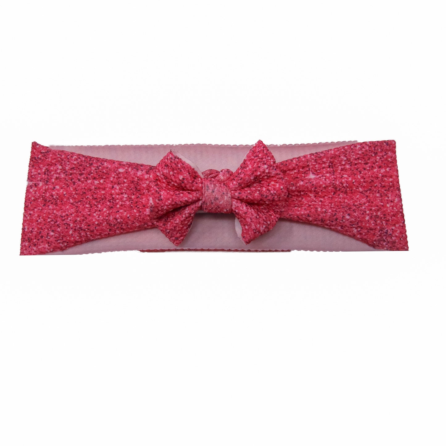 Pink Sparkle Fabric Bow Headwrap 3"
