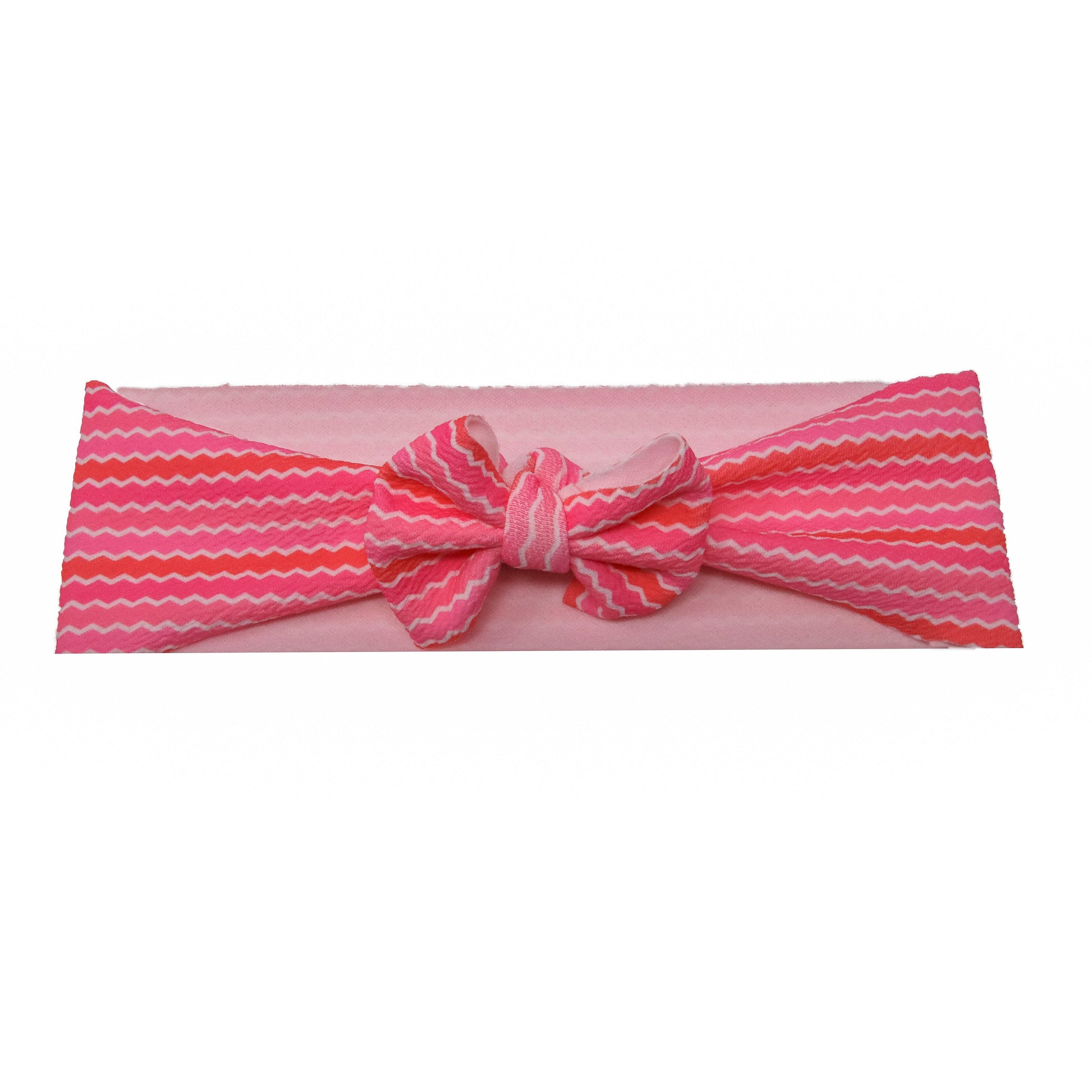 V-Day Stripes Fabric Bow Headwrap 3"