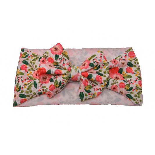 V-Day Floral Fabric Bow Headwrap 5"