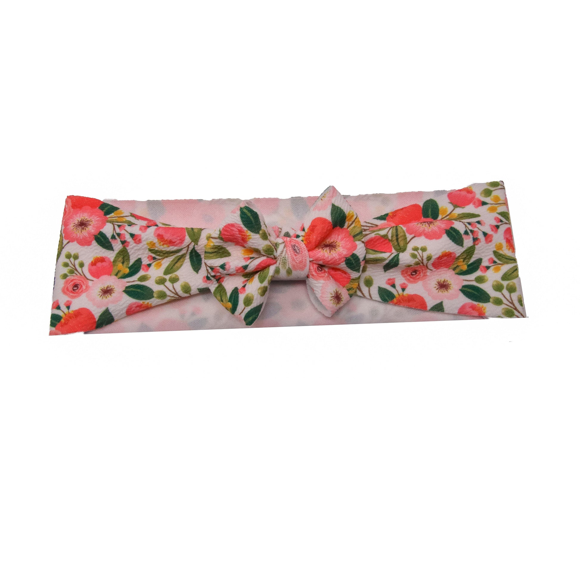 V-Day Floral Fabric Bow Headwrap 3"